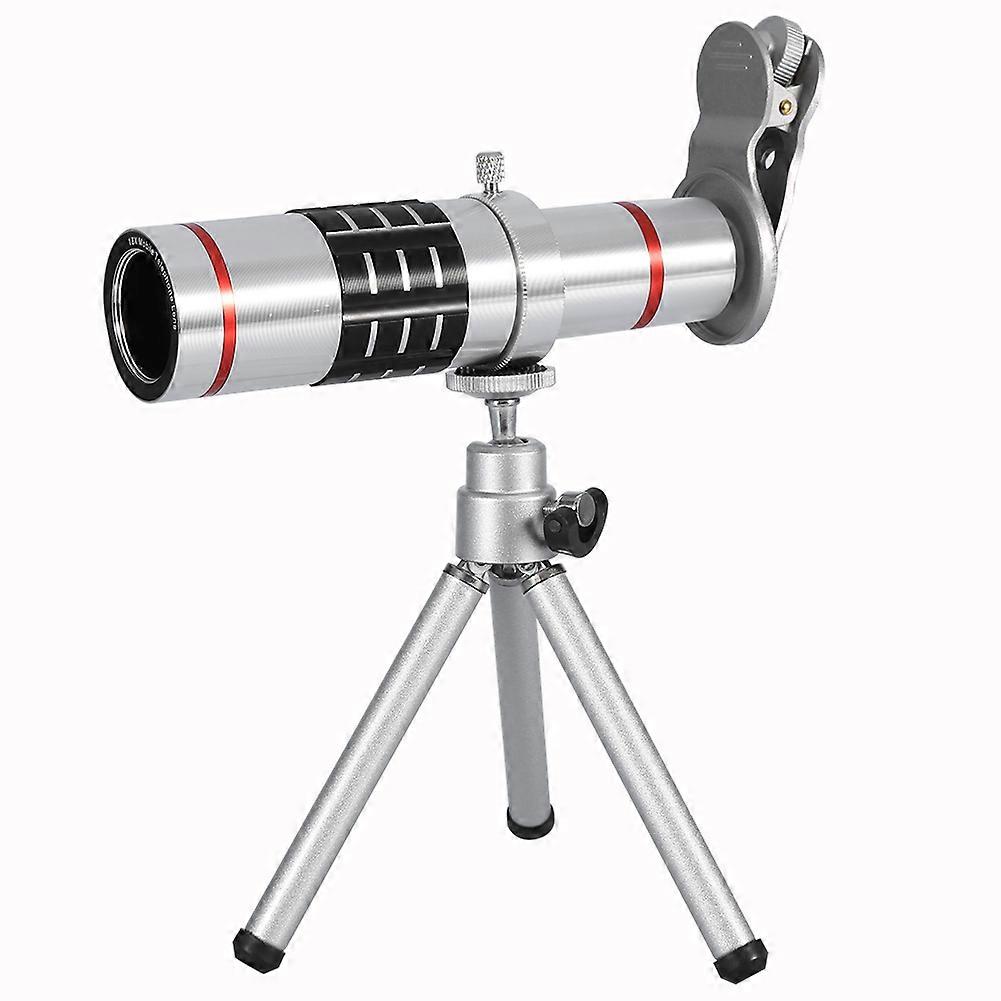 Phone Camera Lens Kit Universal 18X Optical Zoom Telephoto Telescope Lens with Tripod Silver