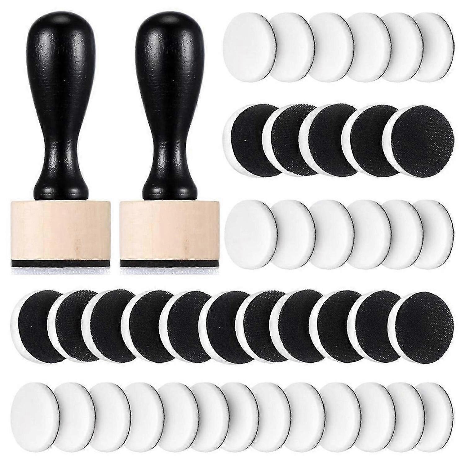 42-Piece Mini Ink Tool Set, Includes 2 Round Mini Smudge Tools and 40 Replacement Foam Pads for Drawing Smudge Mixtures