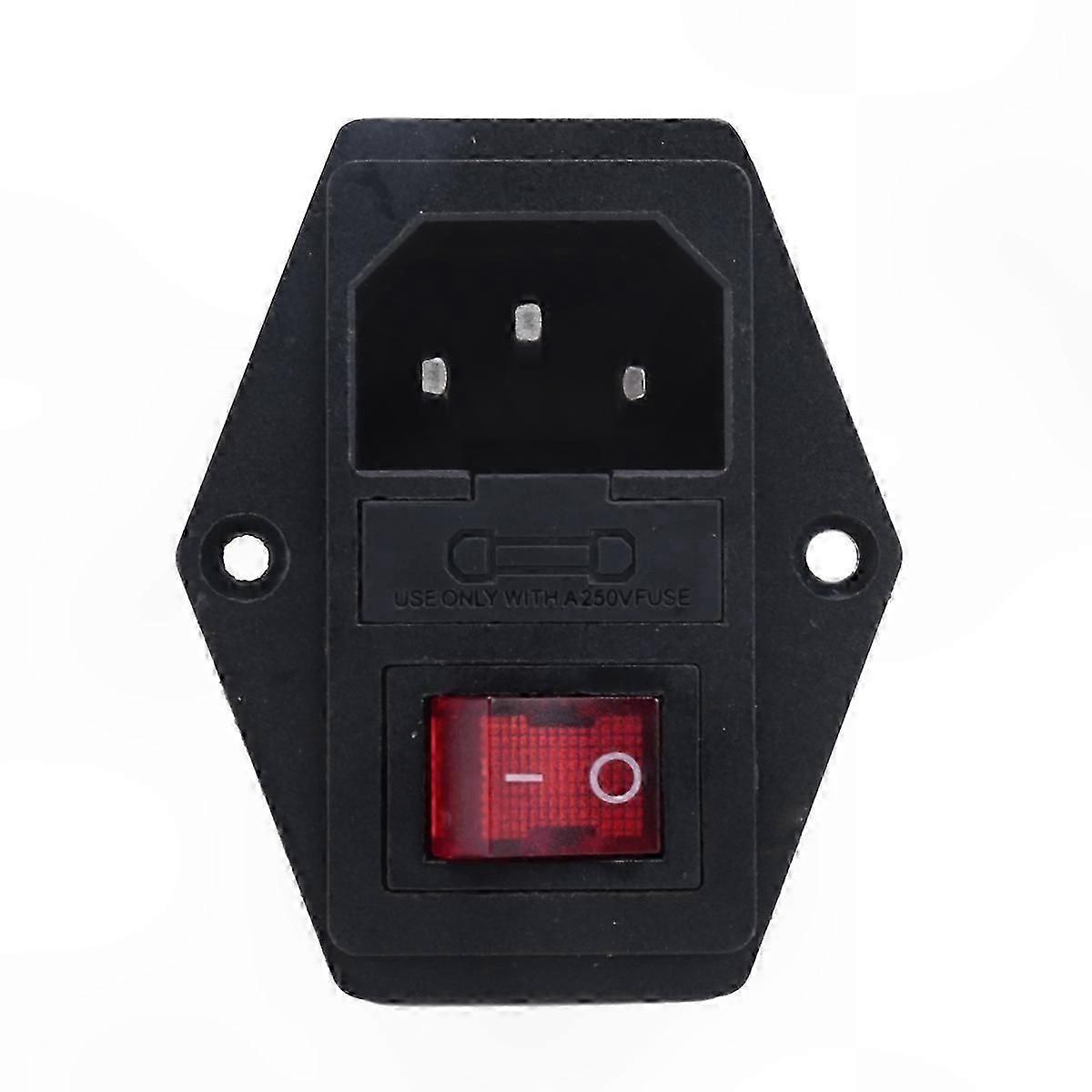 3-Pin IEC320 C14 Power Inlet Module with Fuse Switch Male Socket 10A 250V