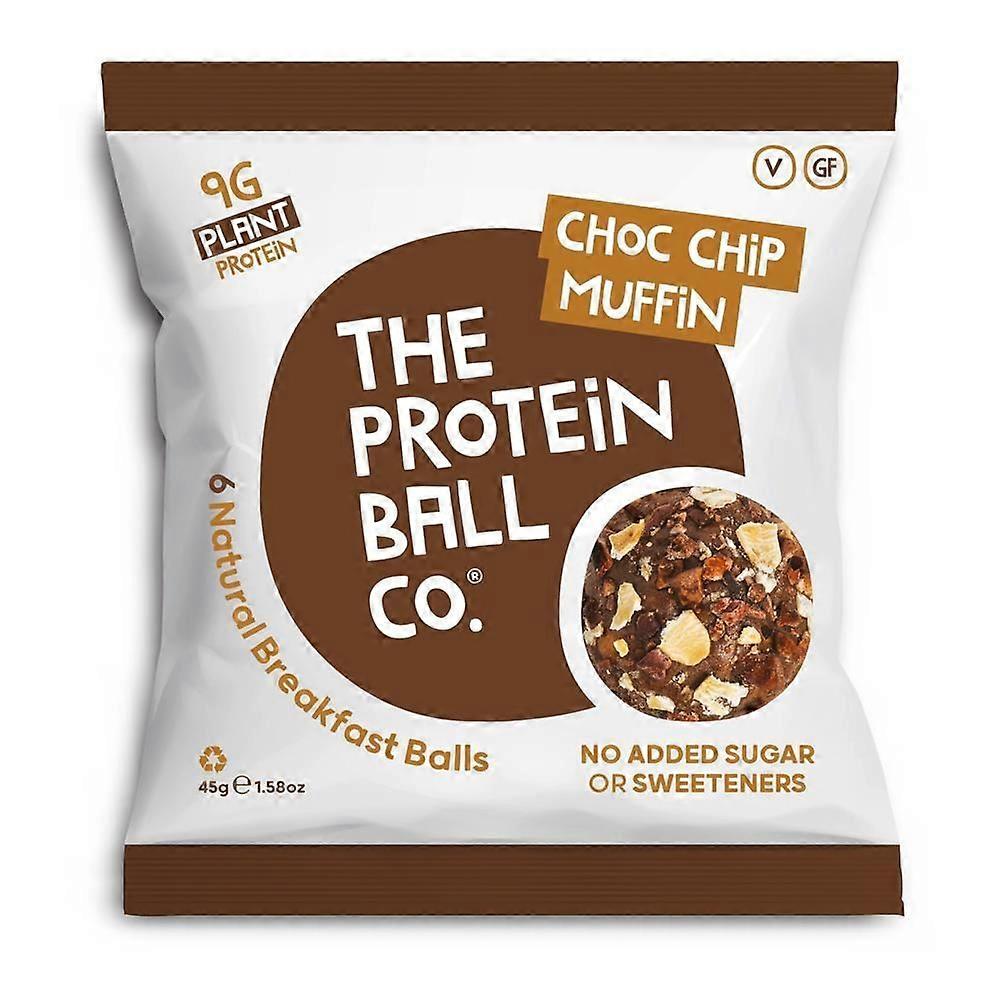 The Protein Ball Co Choc Chip Muffin Protein Breakfast Snack 45g - 10 Pack