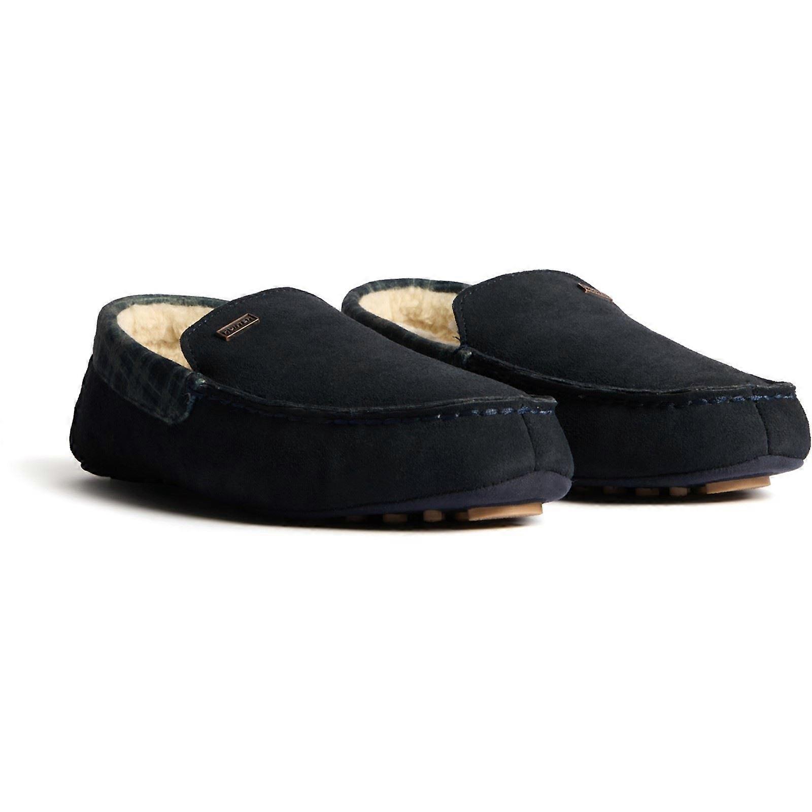 Hunter Moccassin Suede Men's Navy Slippers