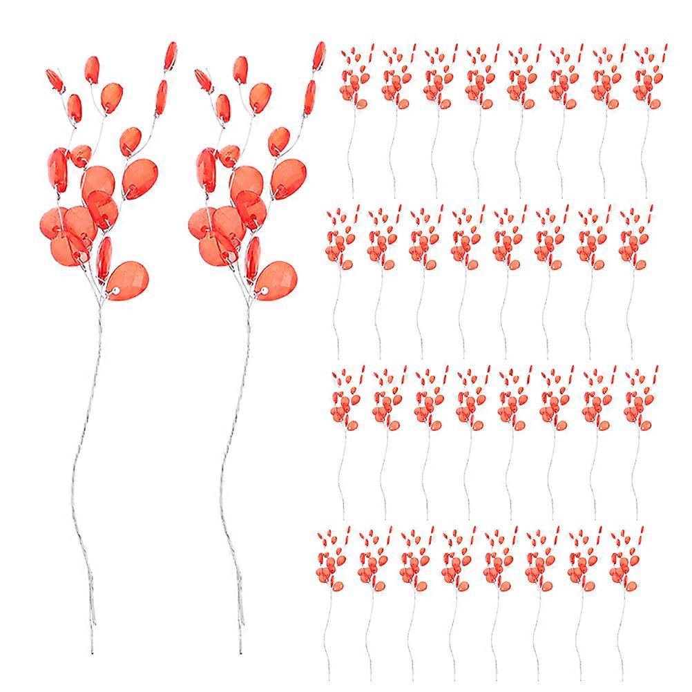 Red Acrylic Bead Artificial Flower Decor for Home Use 5Pcs 100 Stems