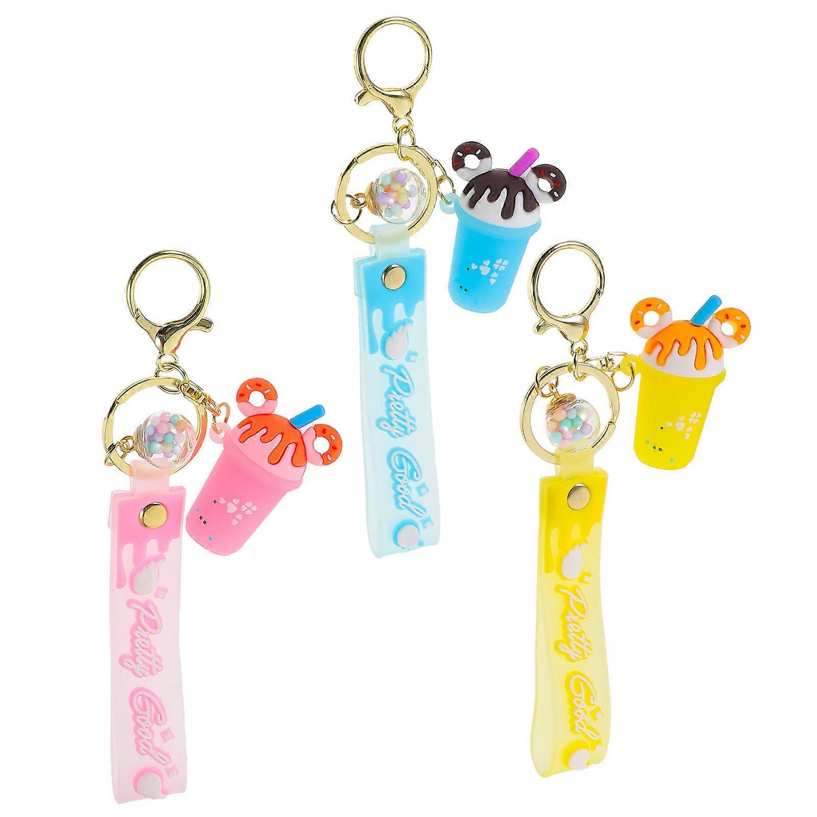 Ice Cream Cup Keychain 3Pcs Assorted Color Acrylic Key Chain Key Ring Charm Perfect Gift