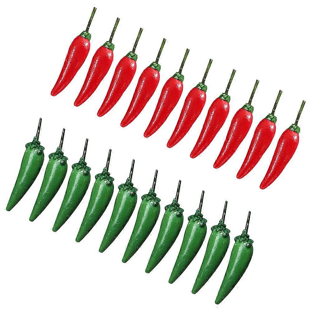 Simulation Chili Model Artificial Resin Chili Peppers for Decor 20Pcs
