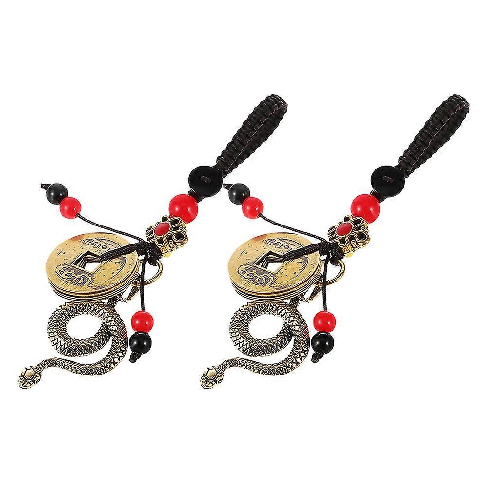 Brass Snake Keychain Lucky Pendant for Feng Shui 6Pcs Set Decoration