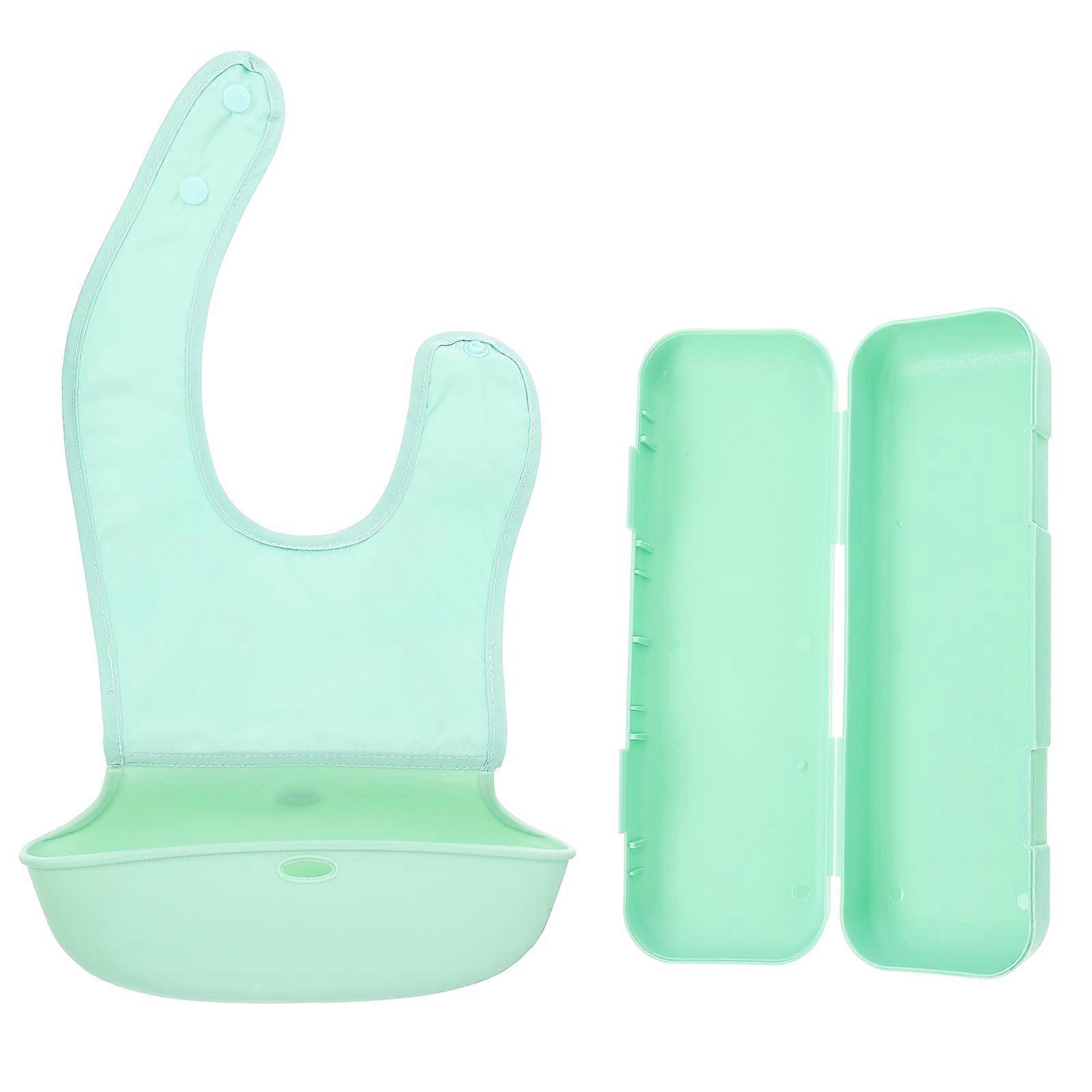 Waterproof Baby Bib 1 Set Portable Infant Apron For Mealtime In Green With Protective Functionality