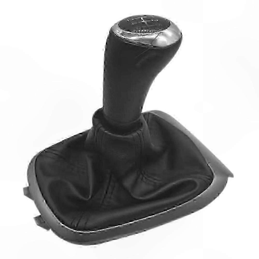 Manual 5-Speed Leather Shift Knob Boot for 2011-2014  Aveo 1.4T Black Silver