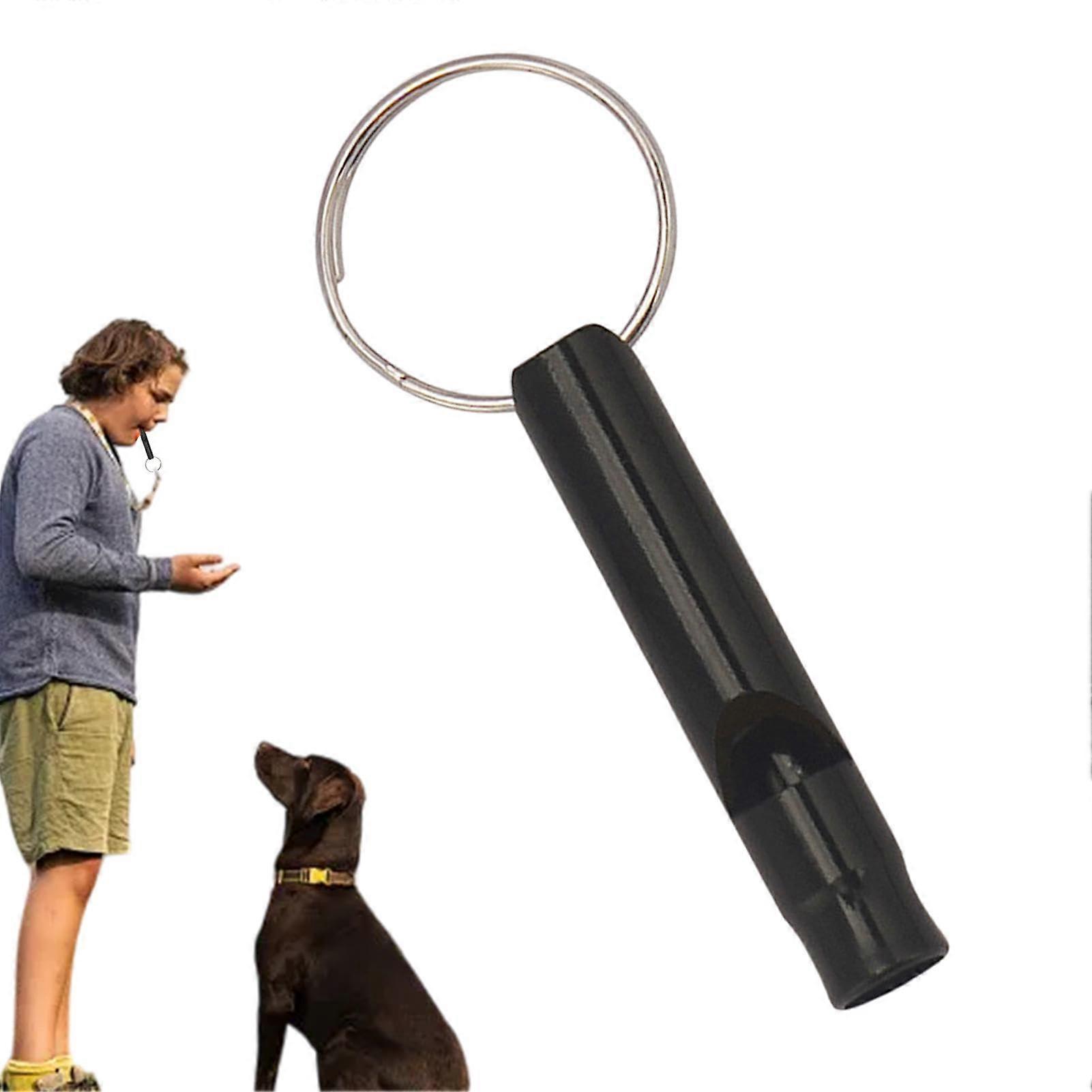 Adjustable Ultrasonic Dog Training Whistle Metal Lanyard Black For Recall And Obedience Frequency Barking Control
