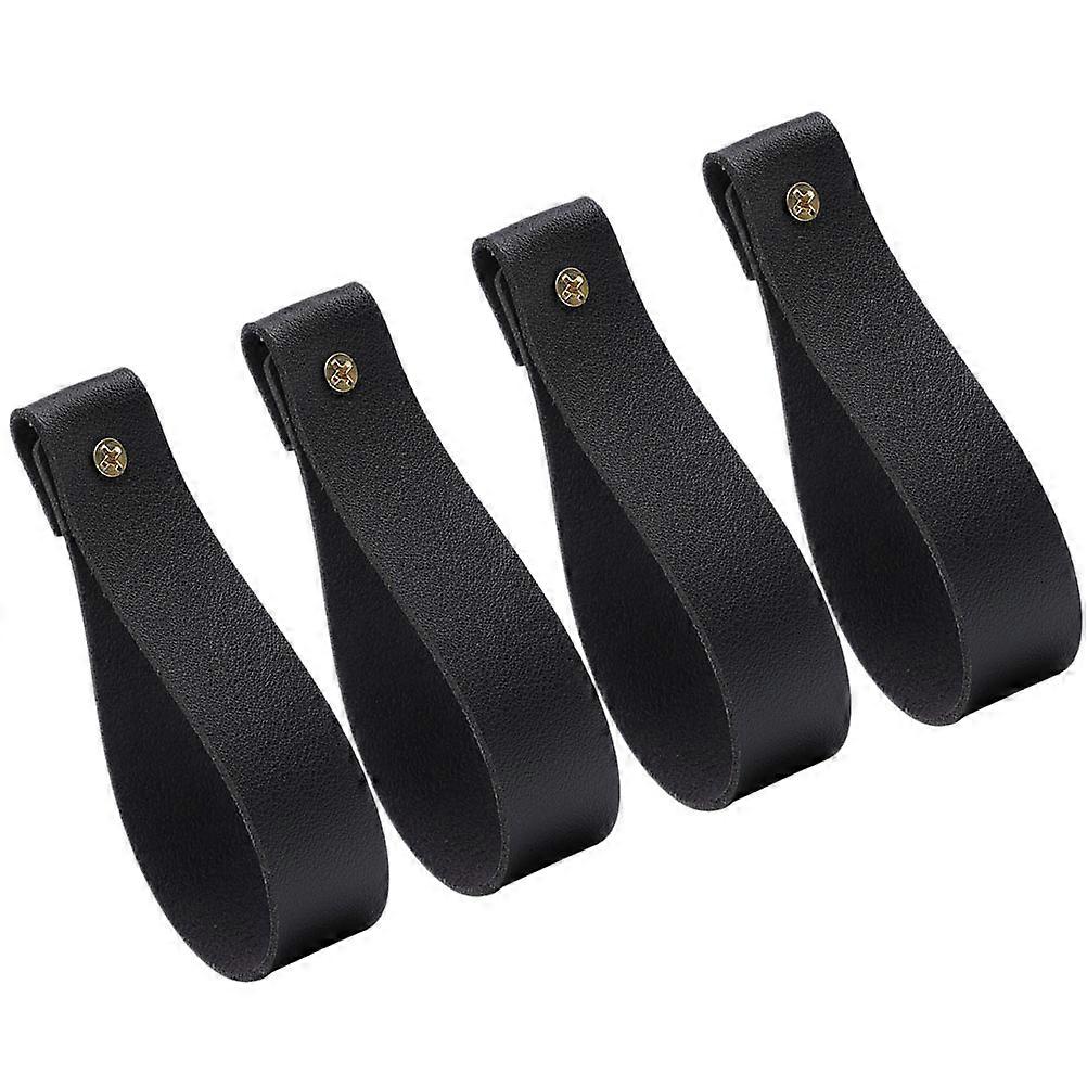 Wall Mounted PU Curtain Rod Strap Hooks for Home Use 16Pcs Black