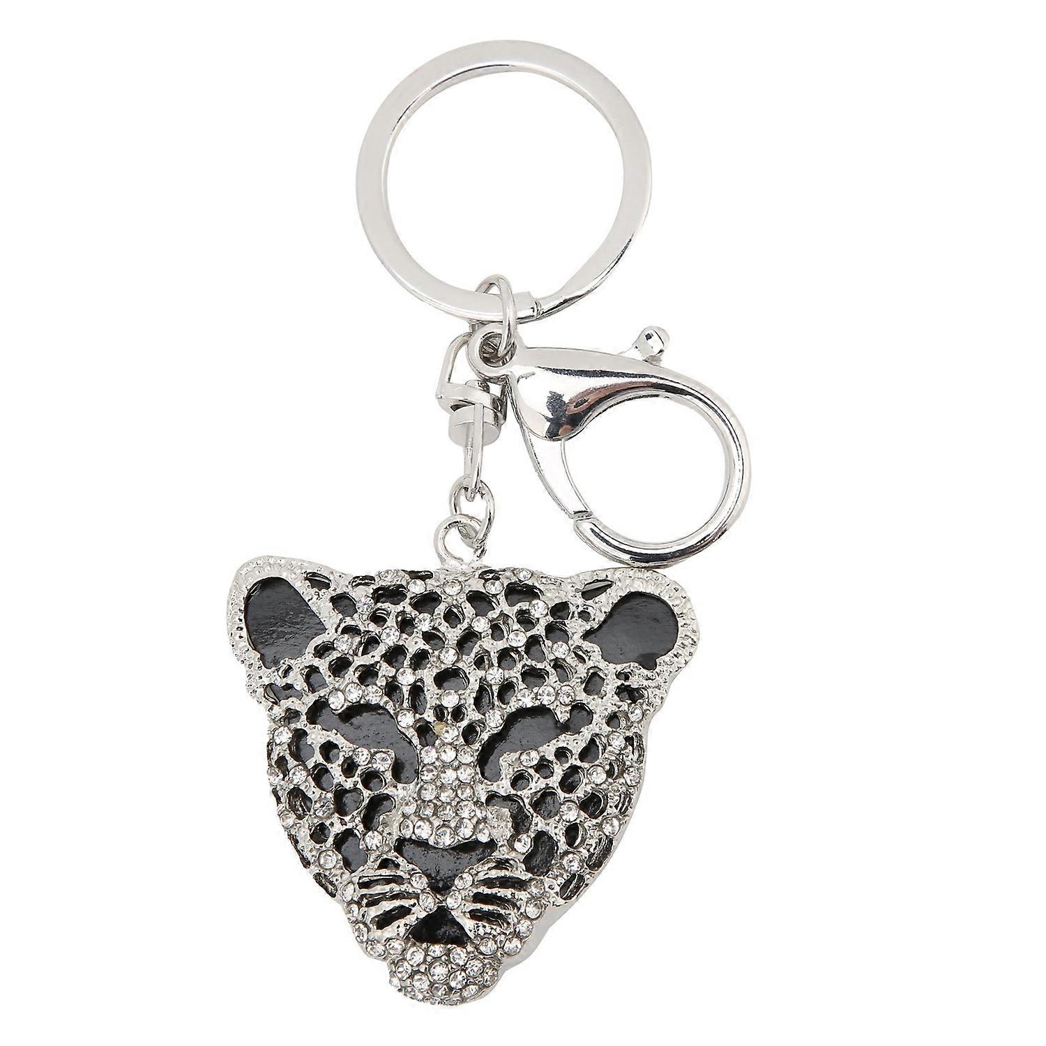 Feature:
1. The leopard head key chain ring is made of high‑quality rhinestones and durable zinc all