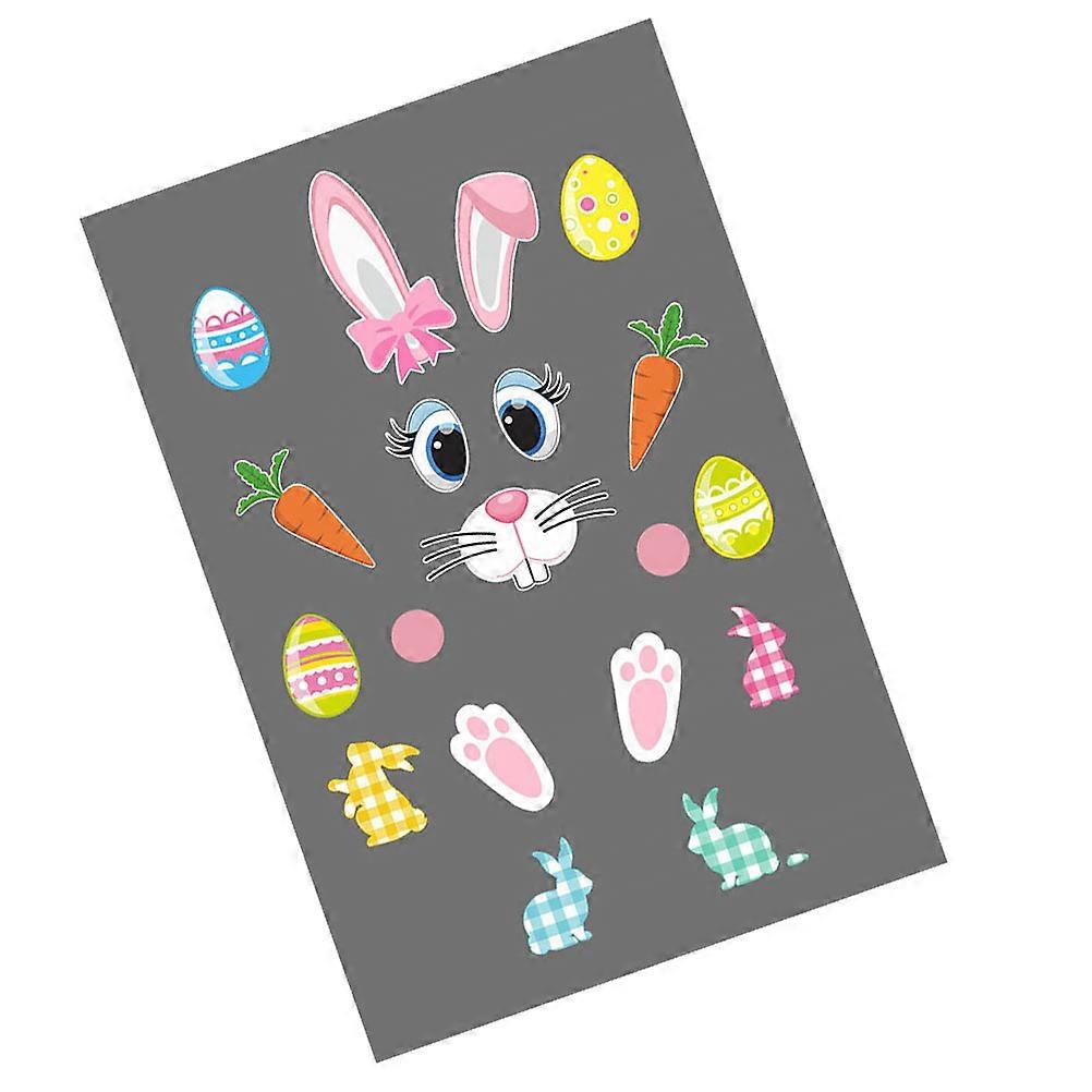 Bunny Pattern Stickers Easter Celebration Adhesive Decorative Rectangle 40x16cm PVC 1Pack