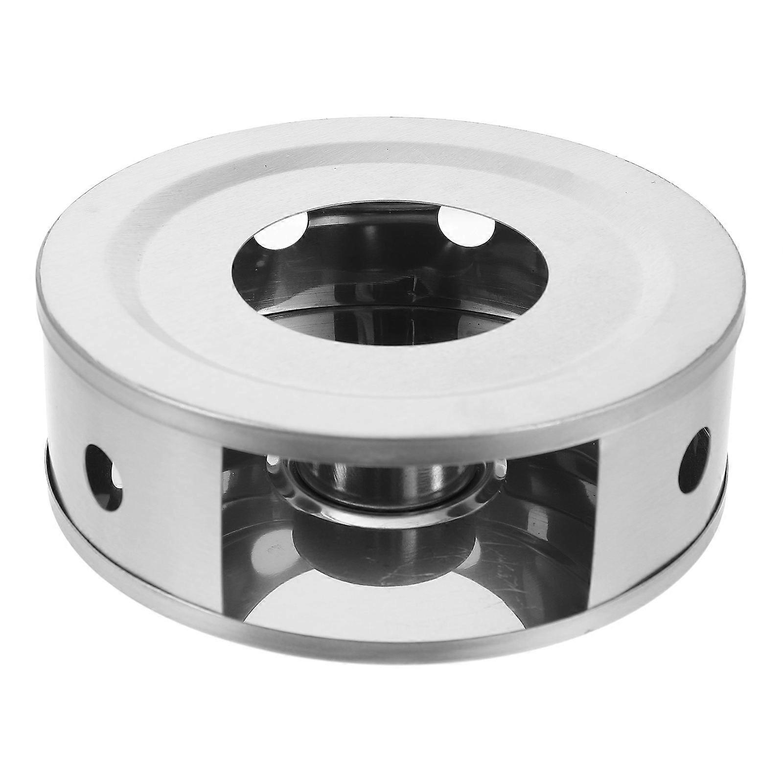 Silver Tea Heater for Home Use with 3Pcs Stainless Steel Candle Holder