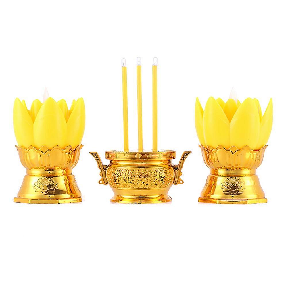 LED Electronic Incense Burner for Buddhist Supplies 2Sets Decorative Lamp