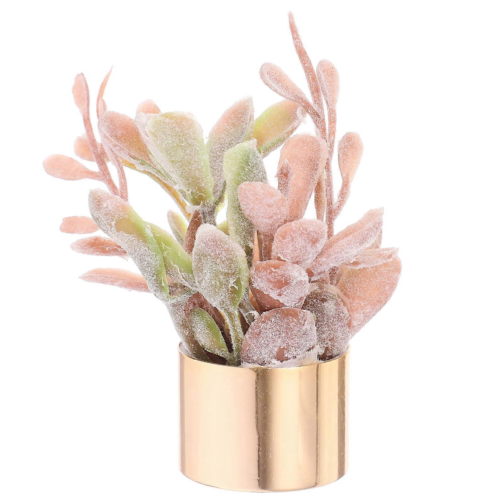 Artificial Succulents in Pots Miniature Model for Decoration 3Pcs Coffee