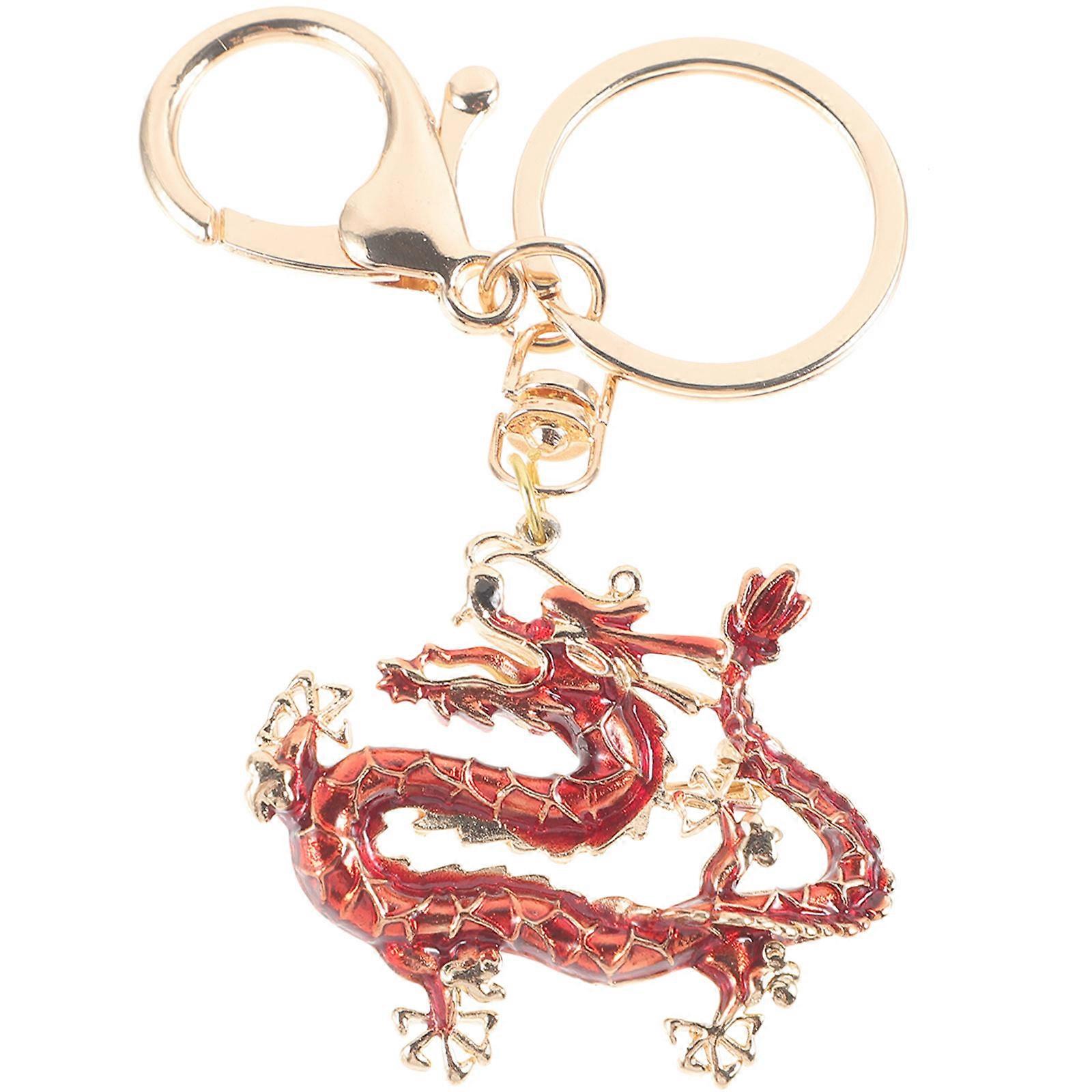 Chinese Dragon Keychain Red Dragon Key Pendant for Keys 2Pcs Zinc Alloy