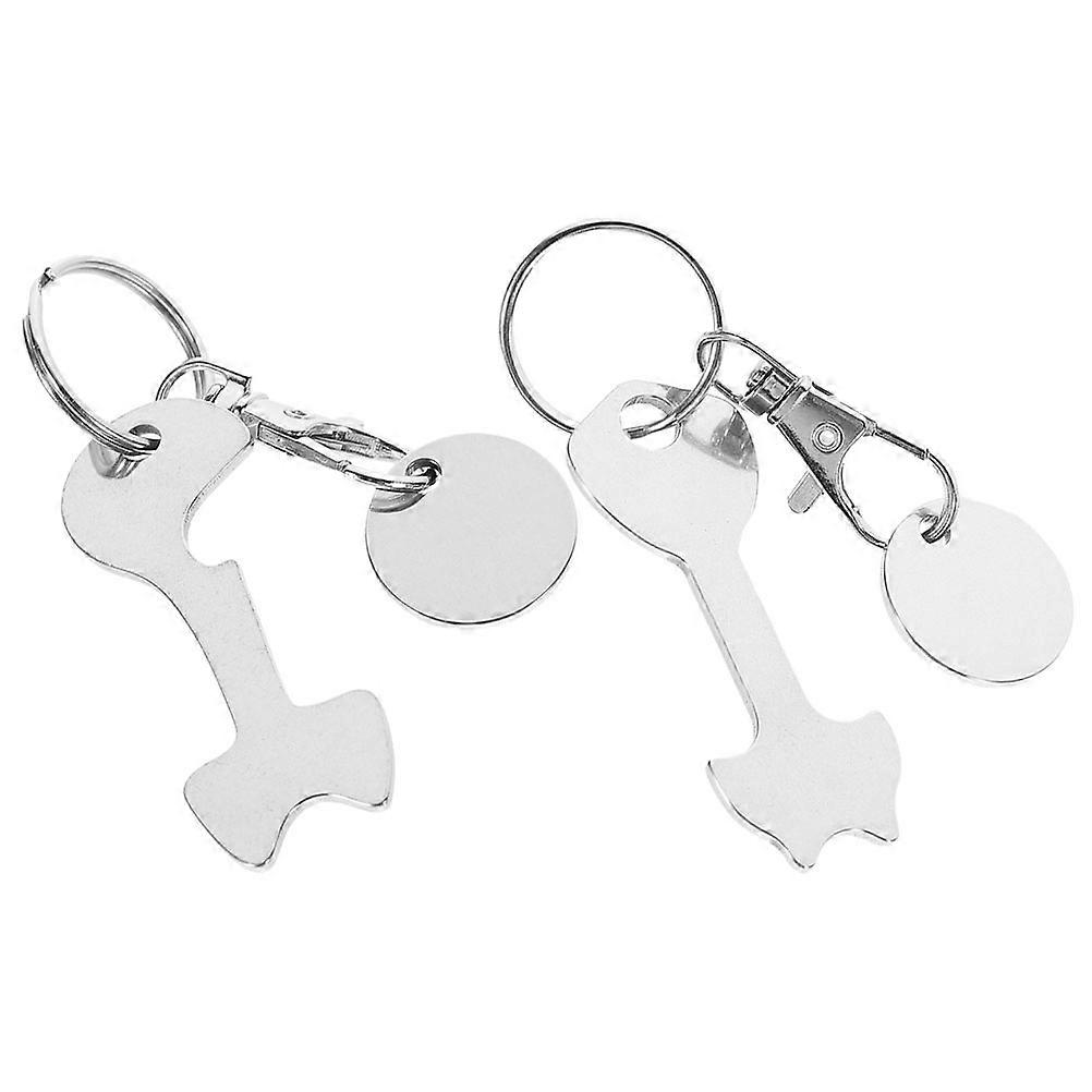 Shopping Trolley Token Key Ring for Access 2Pcs Stainless Steel
