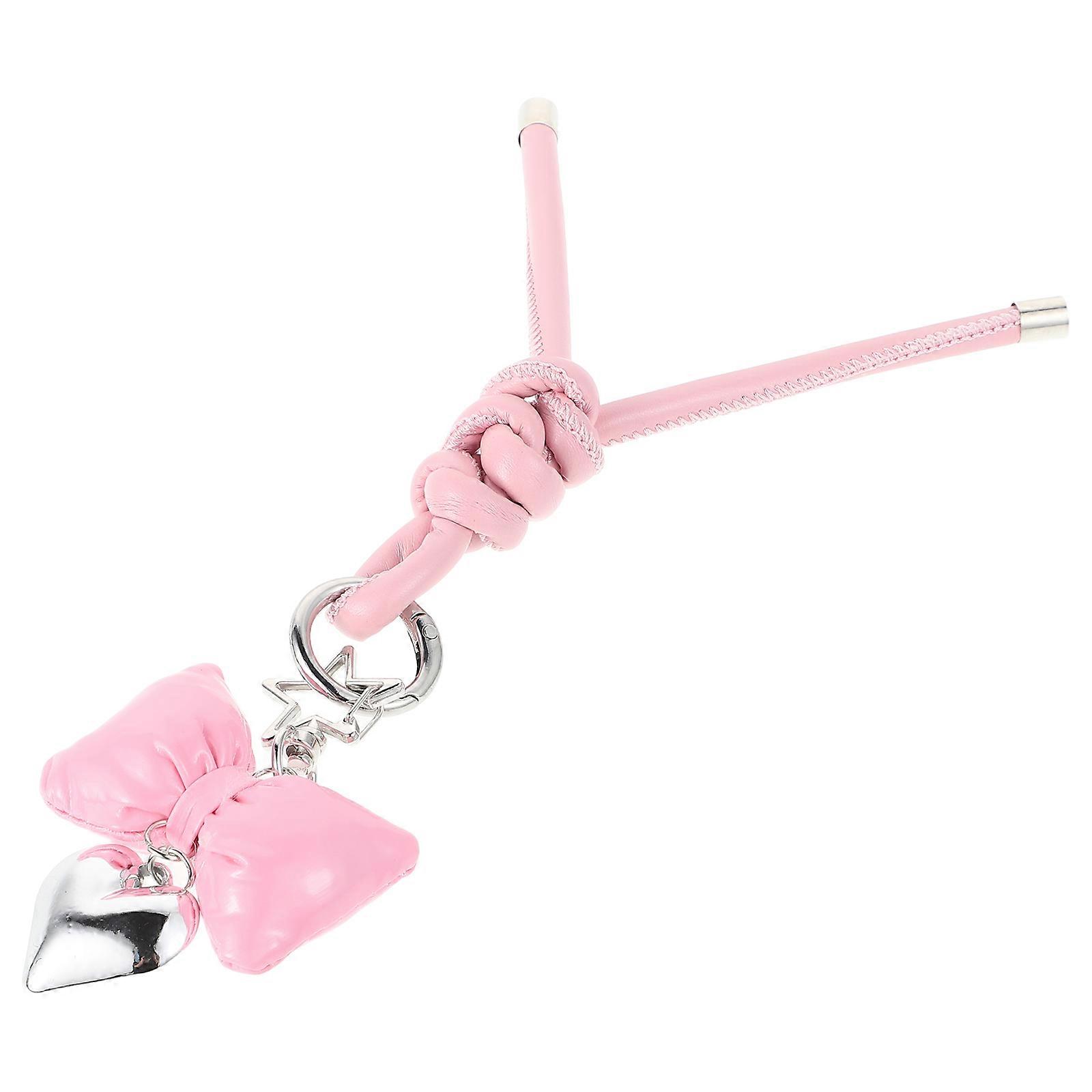 Bow Knot Phone Keychain for Key Use 5Pcs Pink PU Material Mobile Phone Accessory