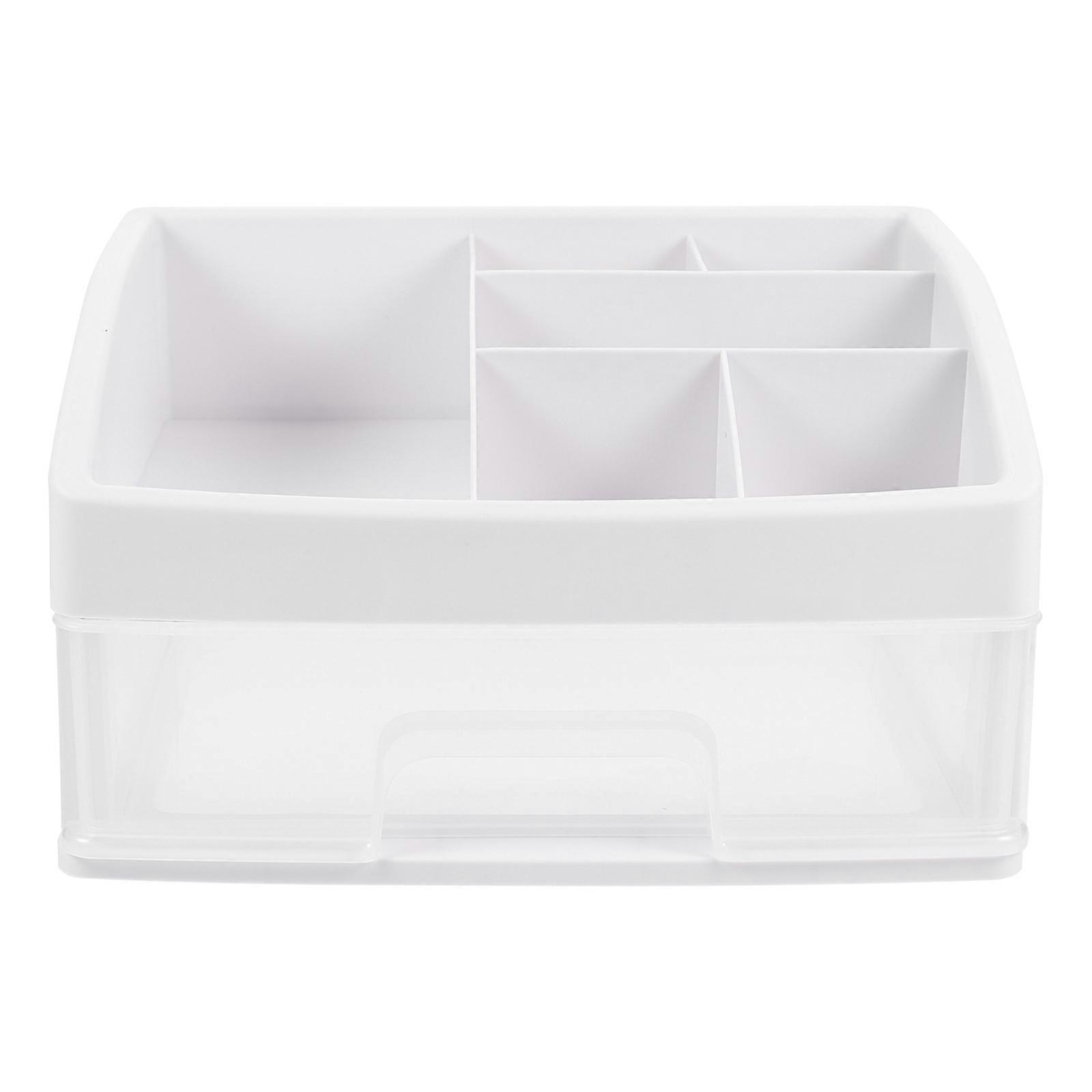 Makeup Storage Box Drawer Type for Storage 2Pcs White Plastic Desktop Organizer