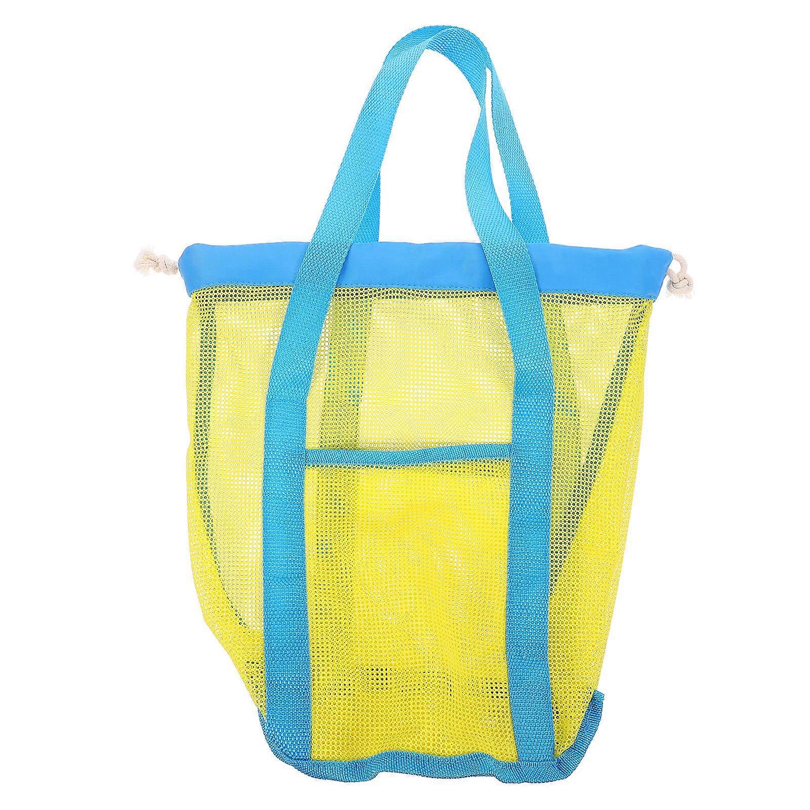 Drawstring Yellow Beach Bag for Storage Mesh Material