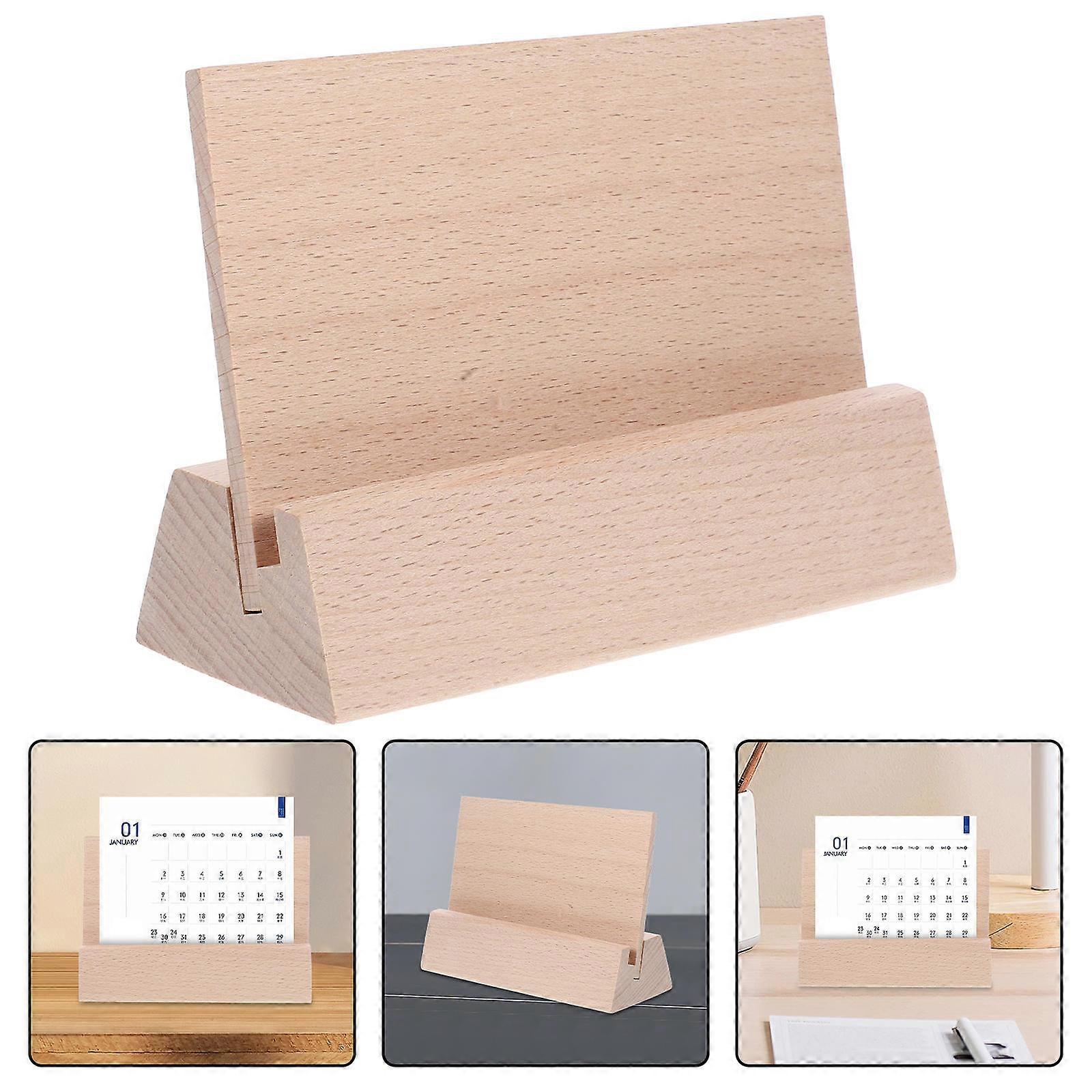 Card Display Holder Wooden Desk Calendar Base for 4Pcs Organizer Stand