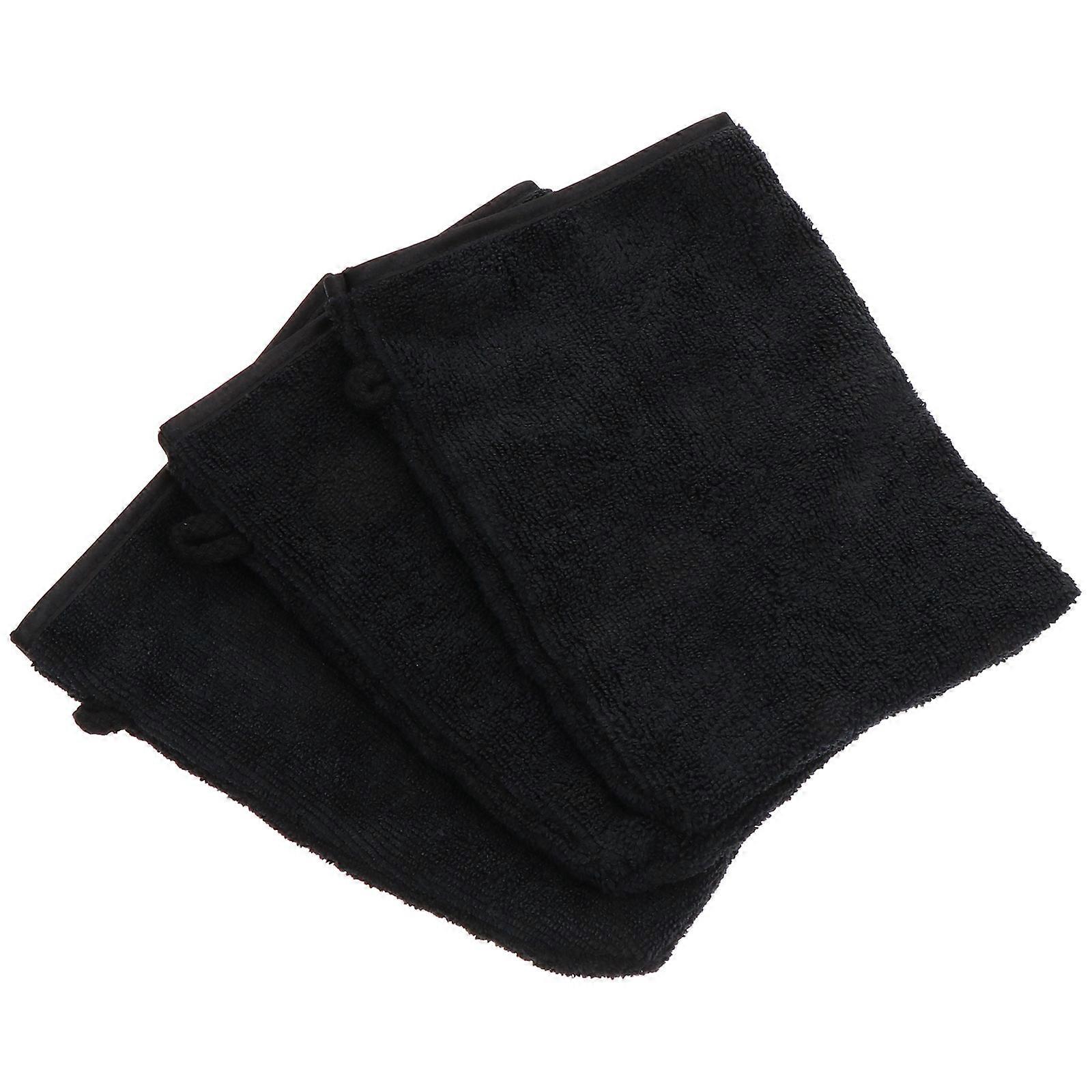 Gants nettoyants pour le visage, pour un usage quotidien, en microfibre noire, lot de 3
