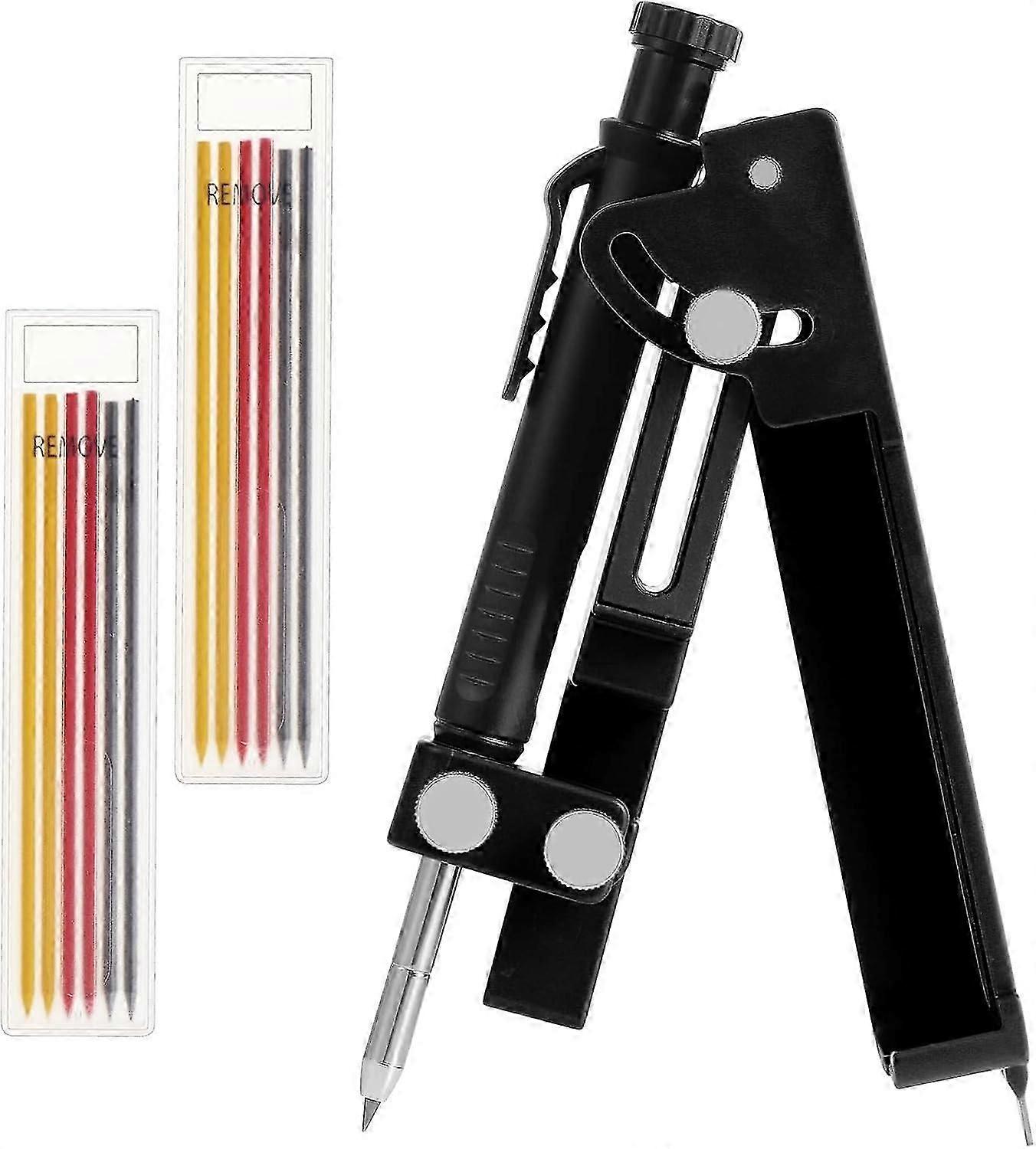 Multi-function Scribing Tool, Construction Scriber Marking Tool, Woodworking Scribers Gauge Scriber Line Maker ,(Black)