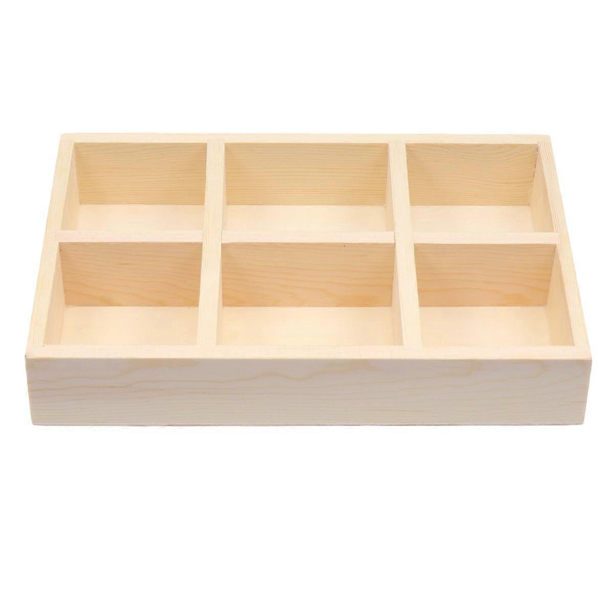 Solid Wood Multi Lattice Plant Pot Box Tray for Storage Case Beige Bamboo Material with 1Pack
