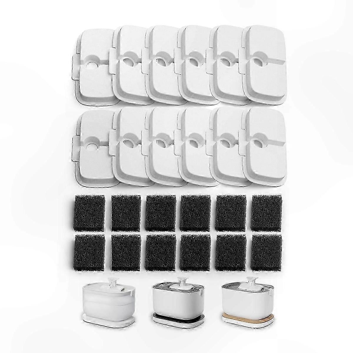 Replacement Carbon Filters for Pet Water Fountains, 12-Pack, Fits Various Wireless Models