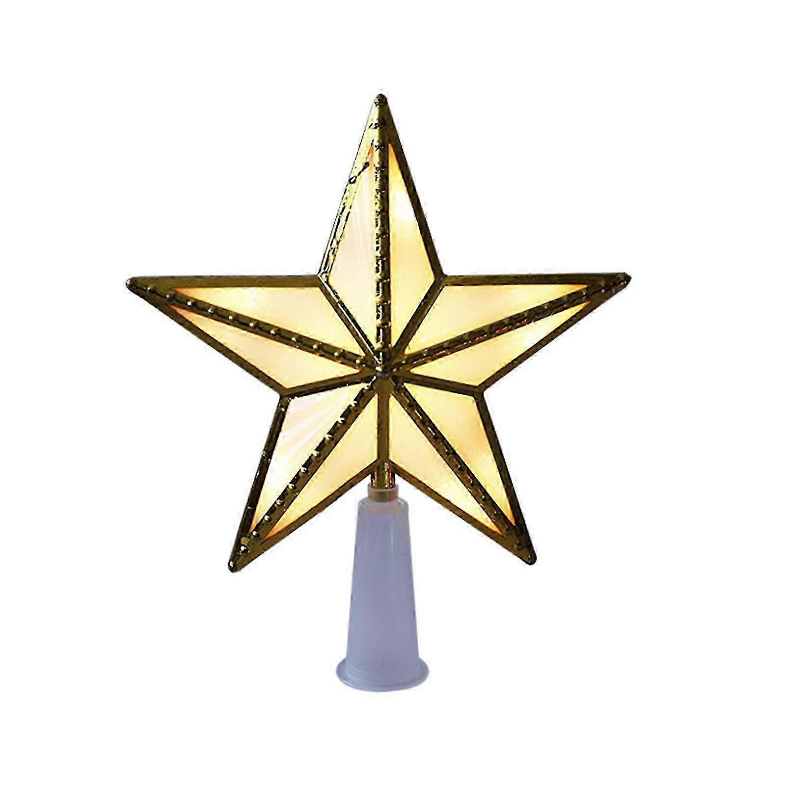 3d Luminous Five-pointed Star Led Transparent Five-pointed Star Christmas Tree Top Decoration