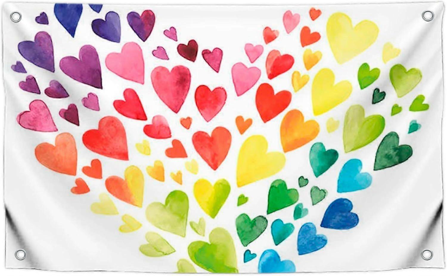 Multicolored Hearts Flags IW0022