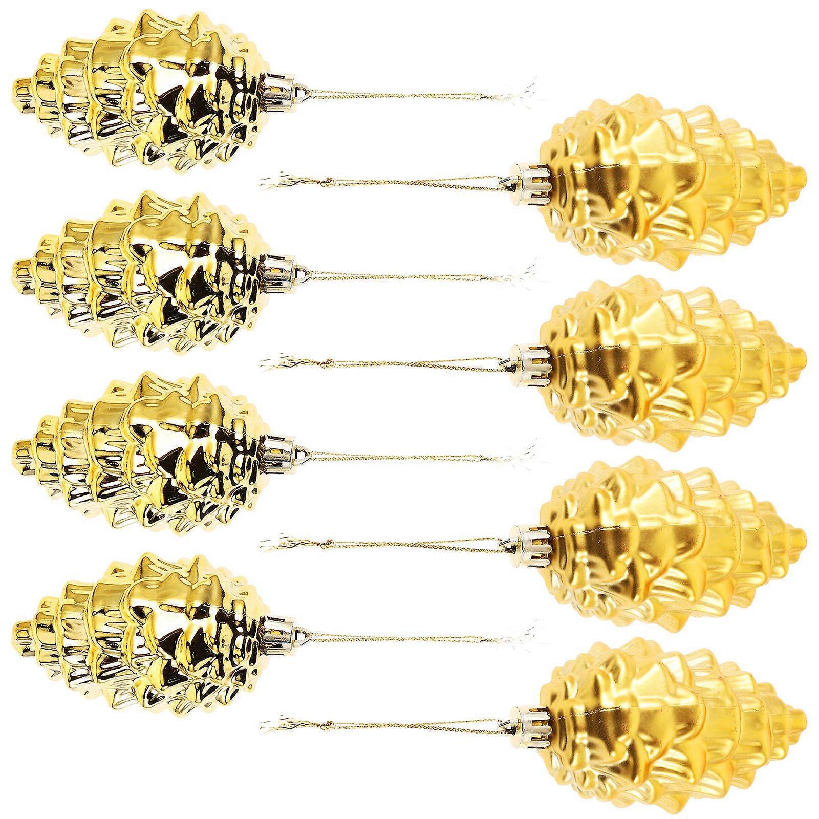 16Pcs Plastic Golden Pinecone Ornaments for Christmas Tree Hanging