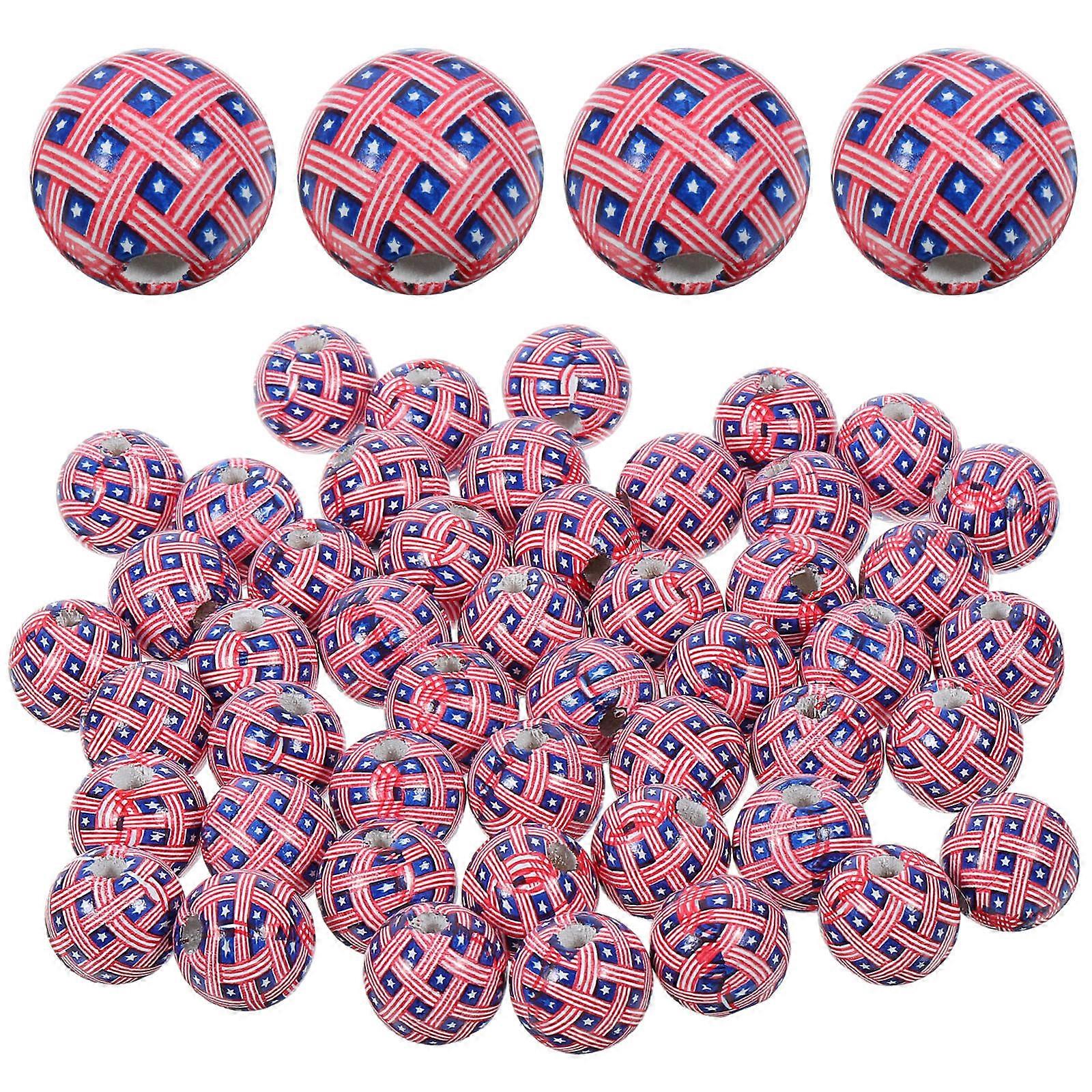 DIY Enthusiasts 250 Pcs Wooden Beads Round Shape Assorted Color For Gift Making Independence Day