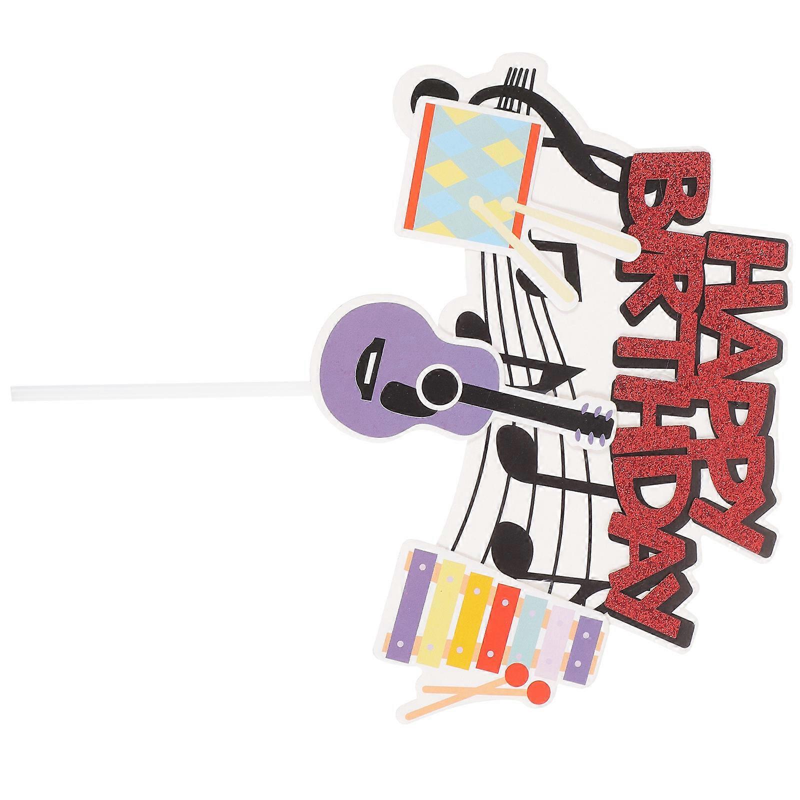 Chic Music Note Shaped Cupcake Decorative Picks For Kids Gathering Cake Ornament With Paper Wood Material In 1 Set