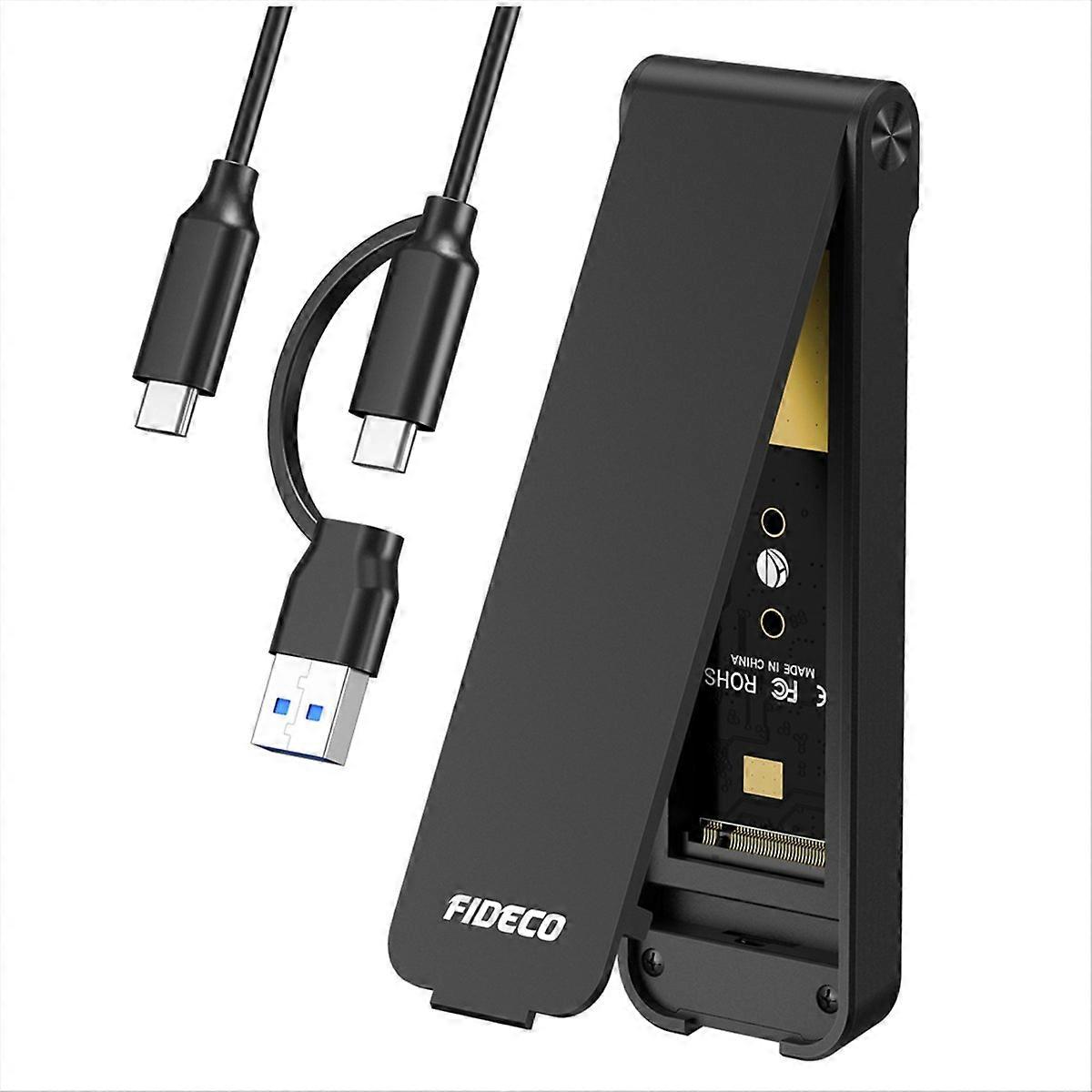 FIDECO Folding M.2 NVMe SSD Enclosure USB 3.2 Gen 2 10Gbps SSD Case PCIe NVMe Adapter for M & M+B Ke