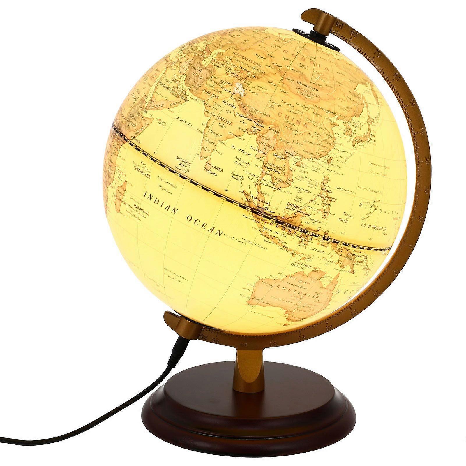 Retro Globe Decoration Office Globe Adornment Tabletop Terrestrial Globe with Lamp