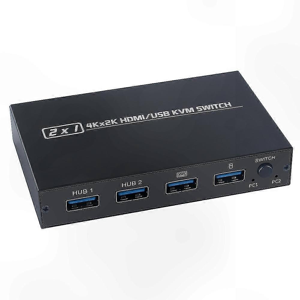2-Port HDMI USB KVM Switch for Dual Hosts, HD 2K 4K Display Support
