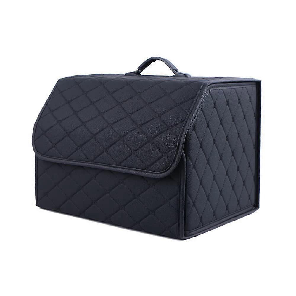 Leather Car Boot Bags Compatible with CClass C180 C220d C300 C300d C400 Collapsible Storage Box Black Size L