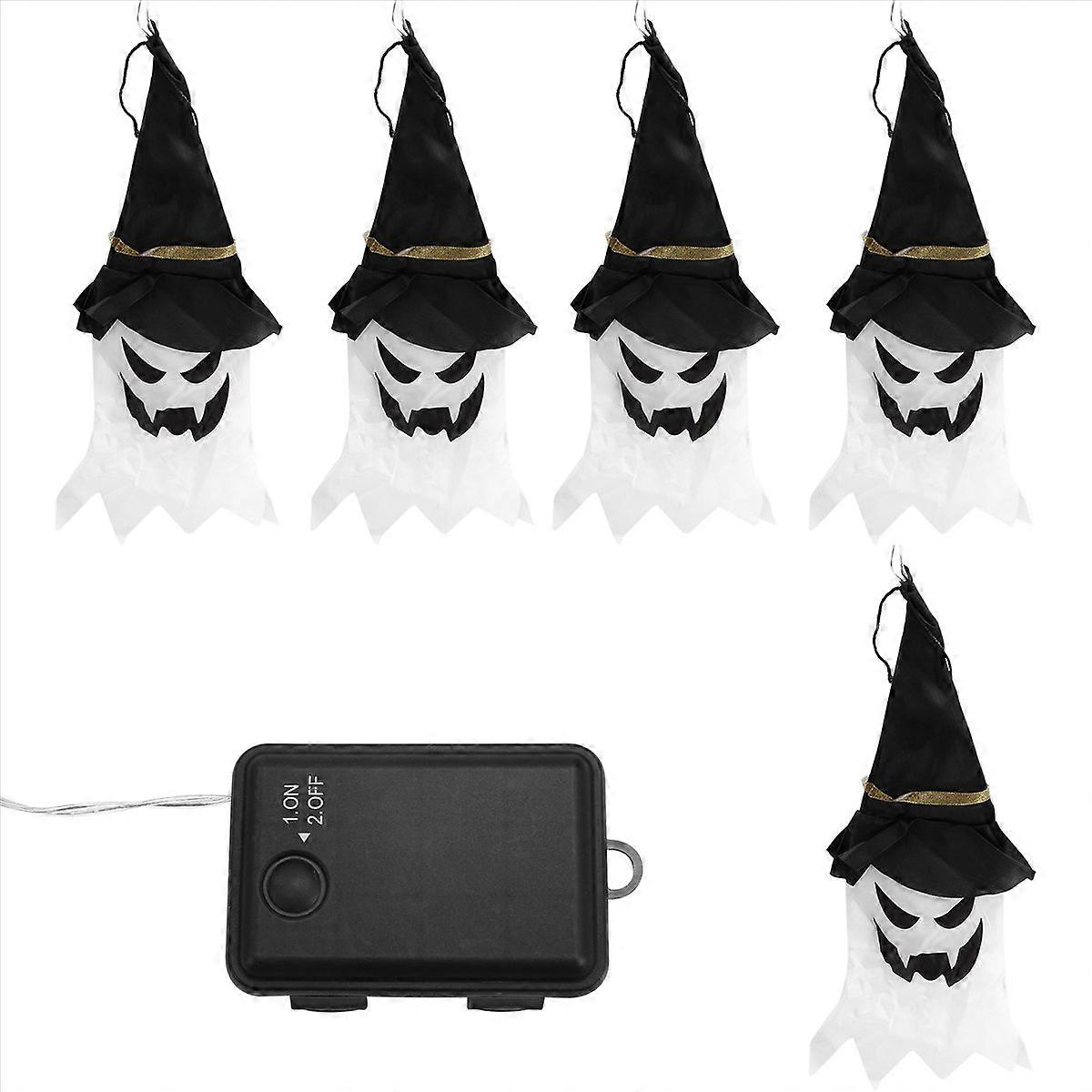 Halloween LED Flashing Light Hanging Ghost Up Glowing Wizard Hat Lamp