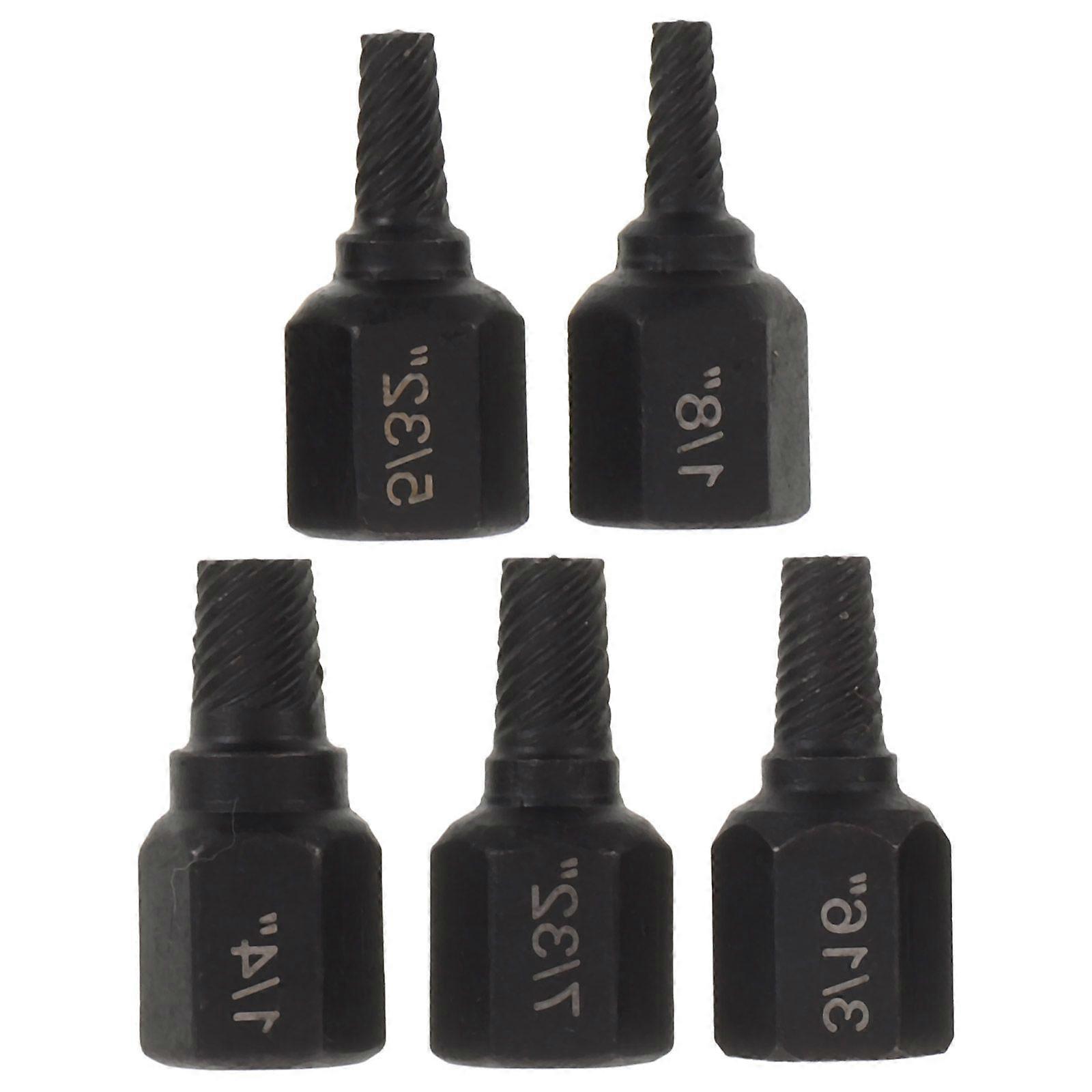 5pcs Multi Spline Broken Bolt Extractor Tool - Spiral Flute Damaged Screw Remover for Removing Broken Screws Nuts - Heavy Duty Extractor Set for Works