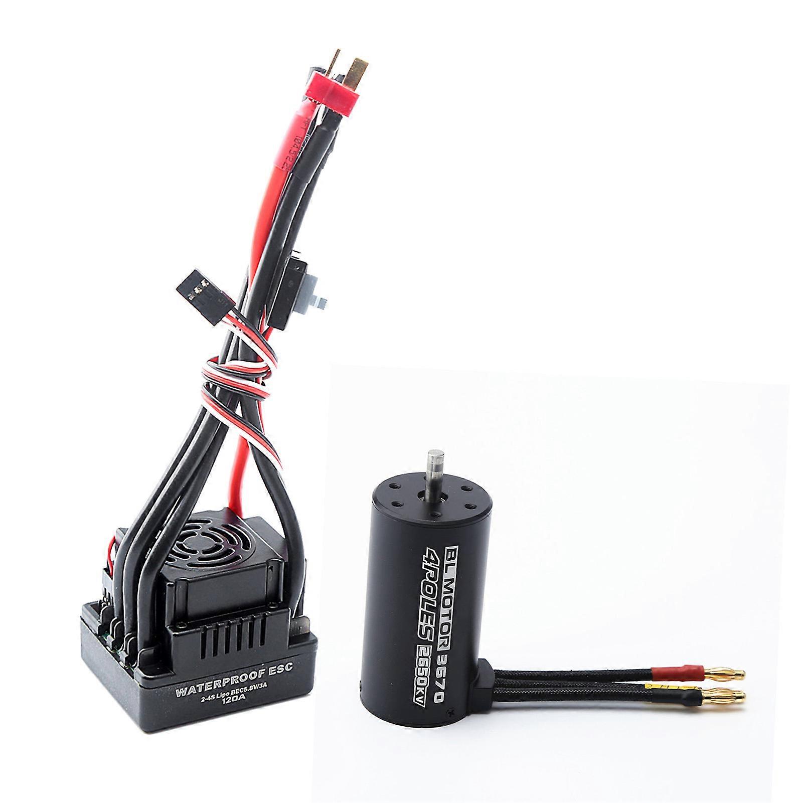 Waterproof 3670 2650KV Brushless Motor 120A Brushless ESC Combo Set for 1/8 Remote Control Car Truck