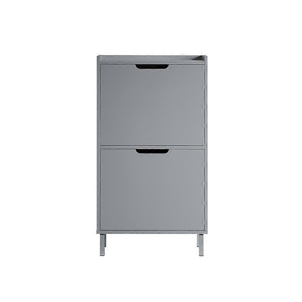 Narrow Shoe Rack with 2 Flip DrawersSlim Wooden Shoe Storage Cupboard for Hallway Entrance Wall-Moun