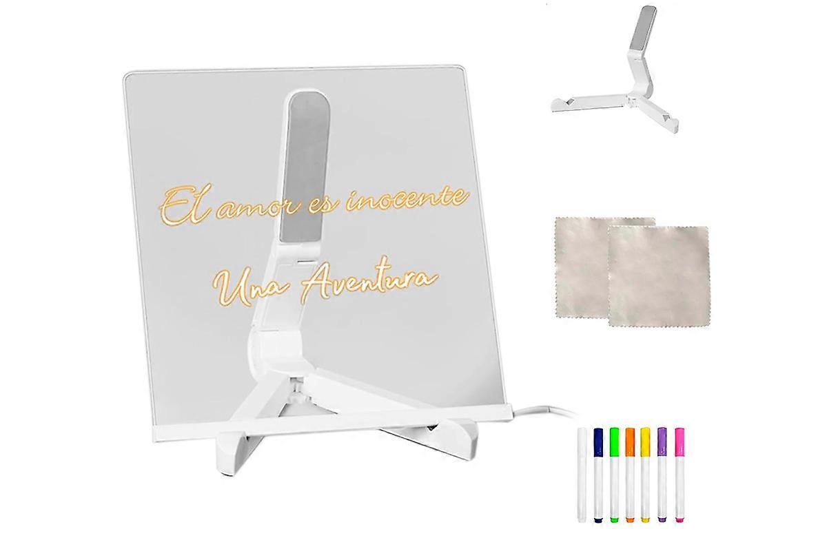 LED Note Board with 7 Colorful Pens Lighted Acrylic Dry Erase Board