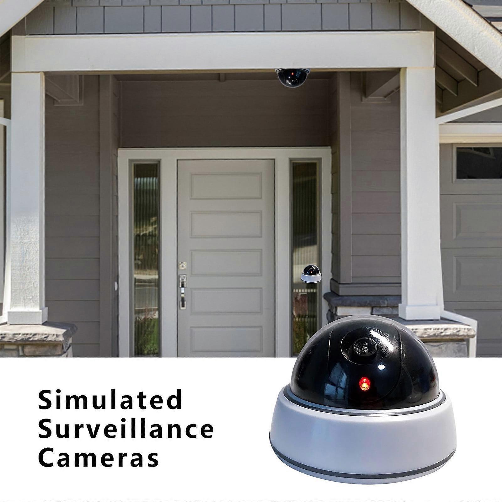 Fnyoxu Fake Security Camera,Simulation Dummy Hemisphere Camera,Wireless Surveillance System Realistic Look Indoor with Flashing Red LED for Home