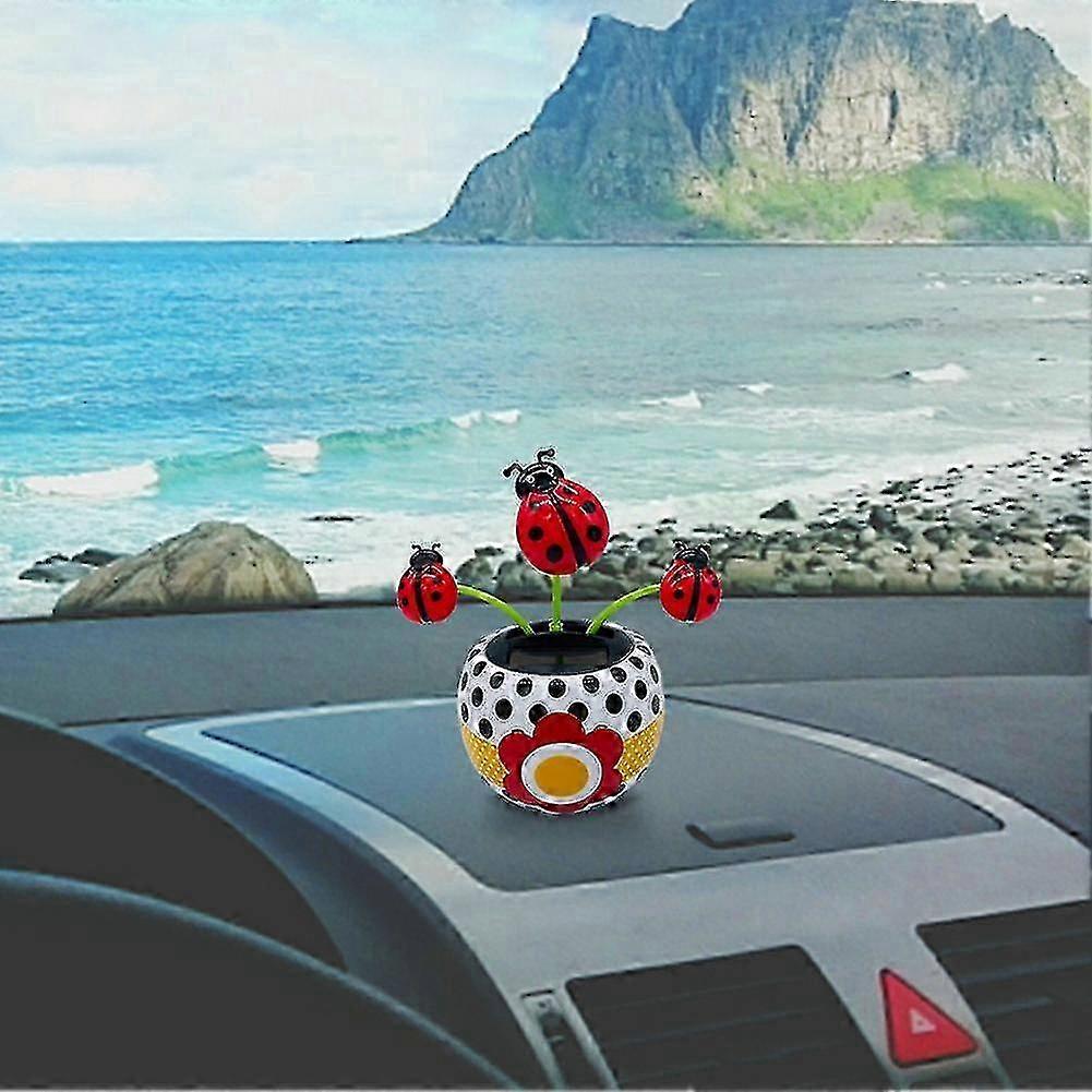 Solar-powered Three Seven-star Ladybug Swing Dancing Toys-mxbc