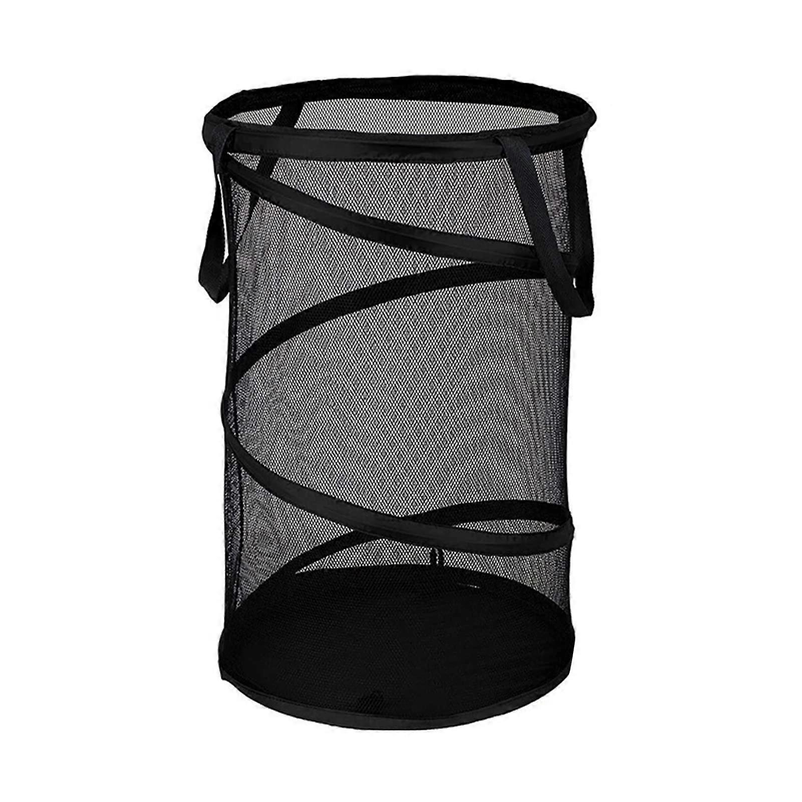 Laundry Basket with Double Handles Foldable Mesh Hamper Large Collapsible Clothes Storage Bin for Bathroom Dormitory