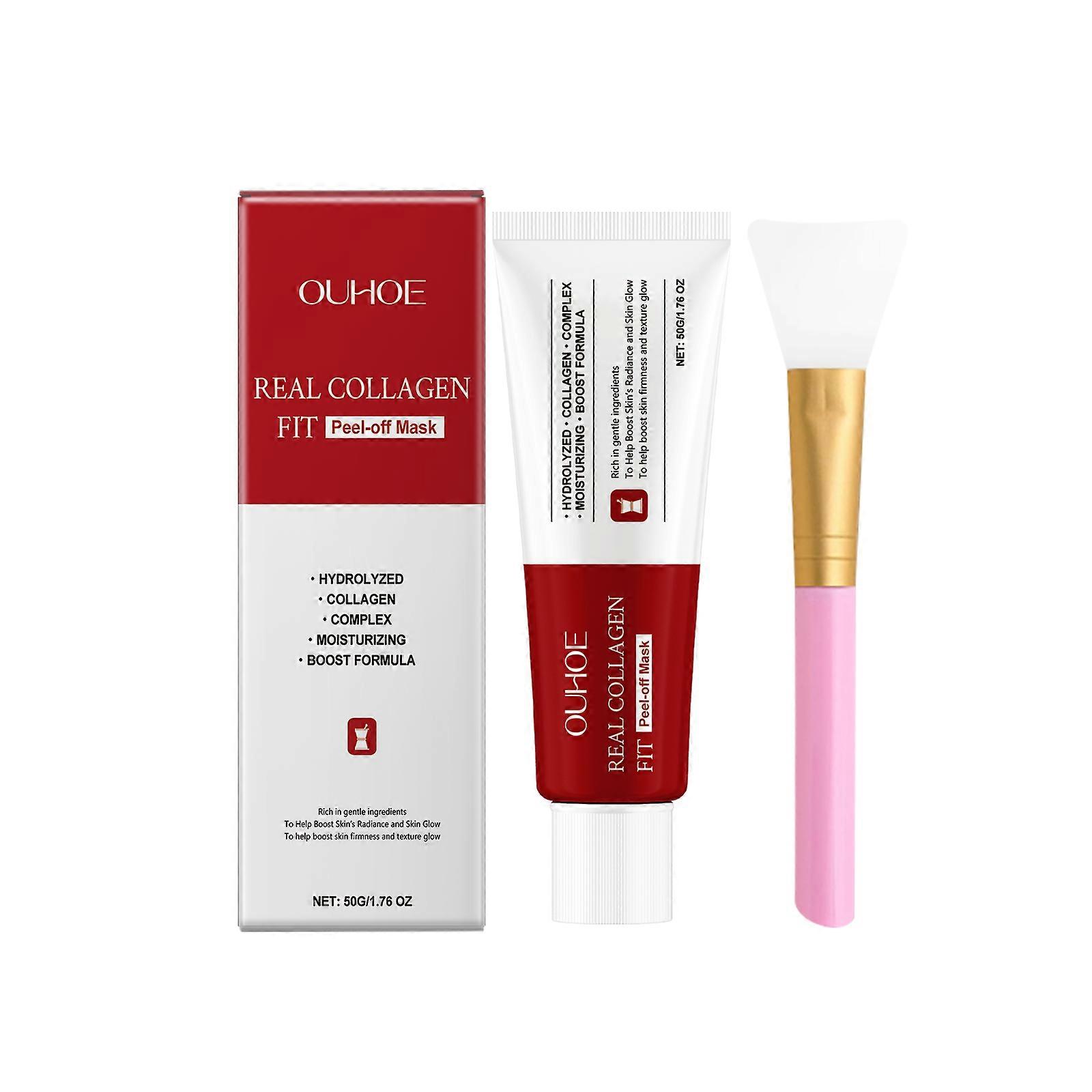 Ouhoe Collagen Peel-Off Mask (With Tools) Nourishes, Moisturizes, Softens, Tightens, Enhances Elasticity, And Gives The Skin A Natural Glow