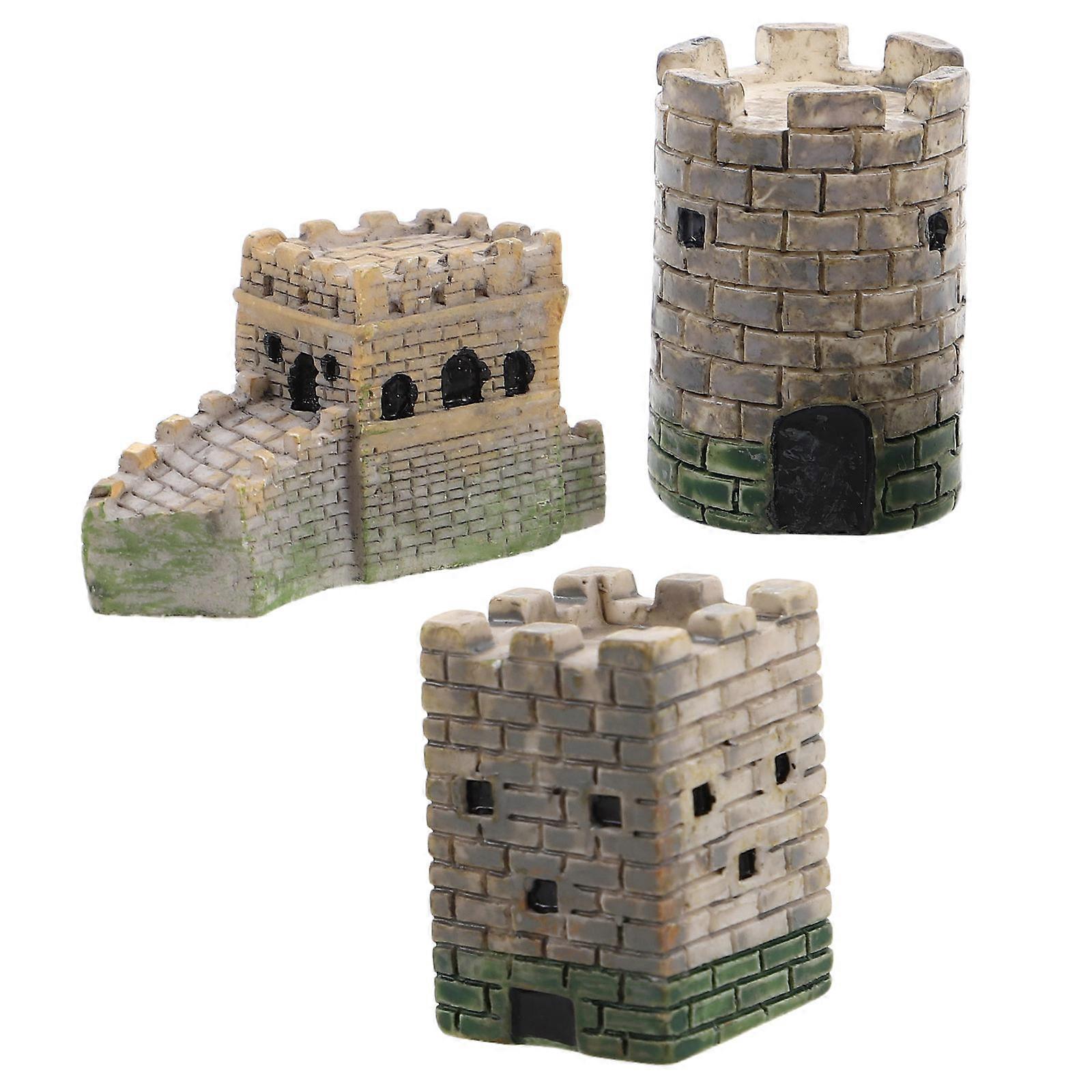 Micro Landscape Model Resin Castle Decorations for Sand Table 3Pcs
