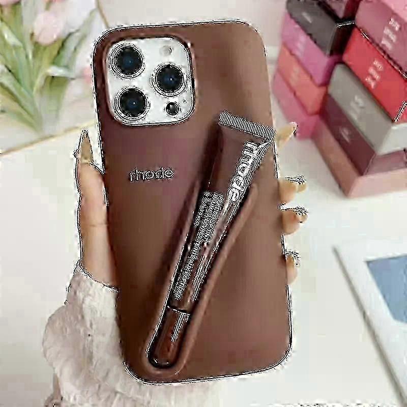 ロードリップグロスエスプレッソ電話ケース、iPhone 16 15 14 13 12 11 Pro Max用