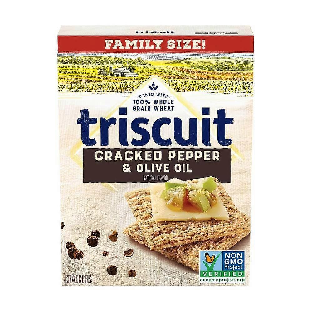 Triscuit碎胡椒和橄榄油全麦饼干，家庭装，12.5盎司