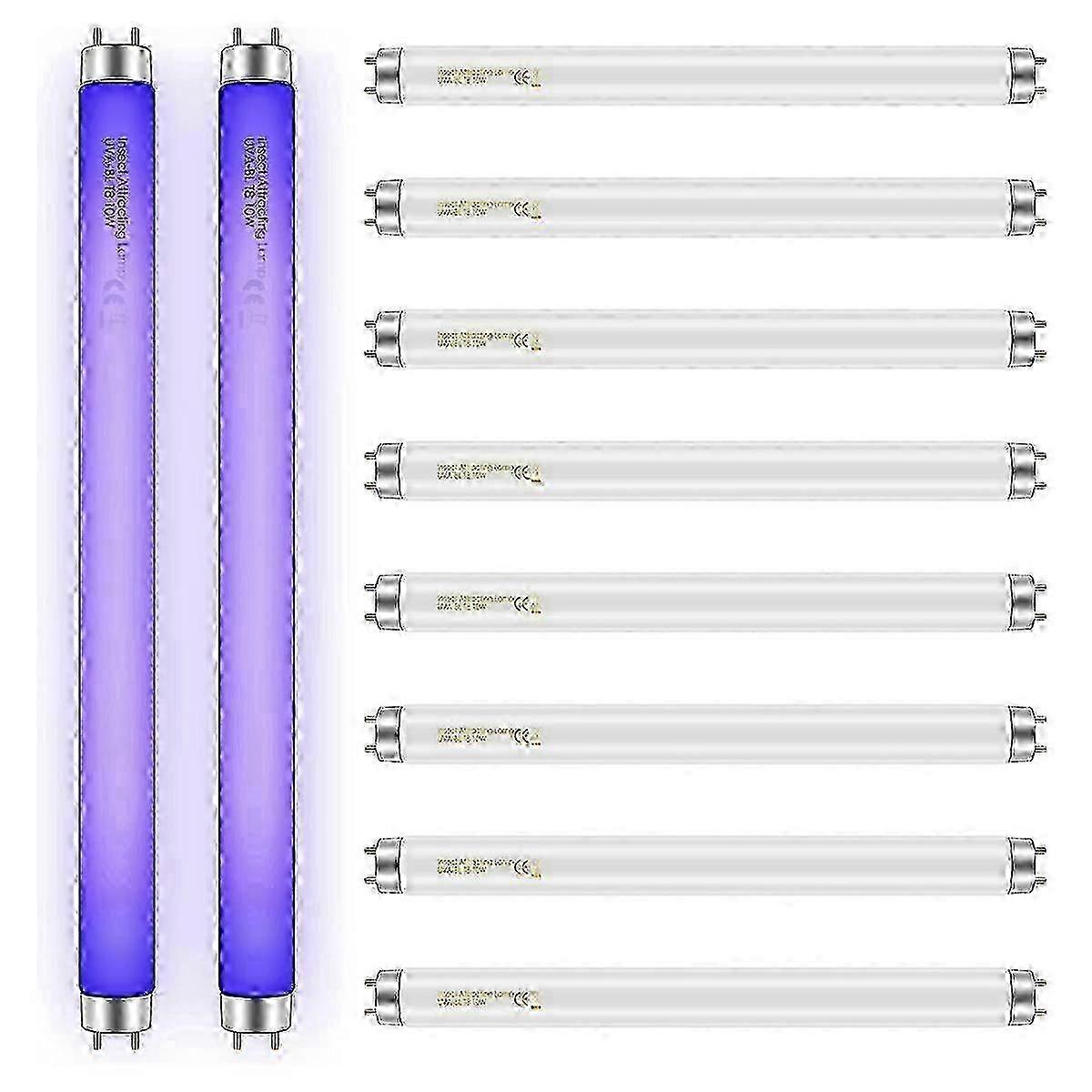 10-Pack Bug Zapper Replacement Bulbs 10W Compatible with 20W Indoor Bug Zapper T8 Base F10W 13-Inch Light Tube 0618